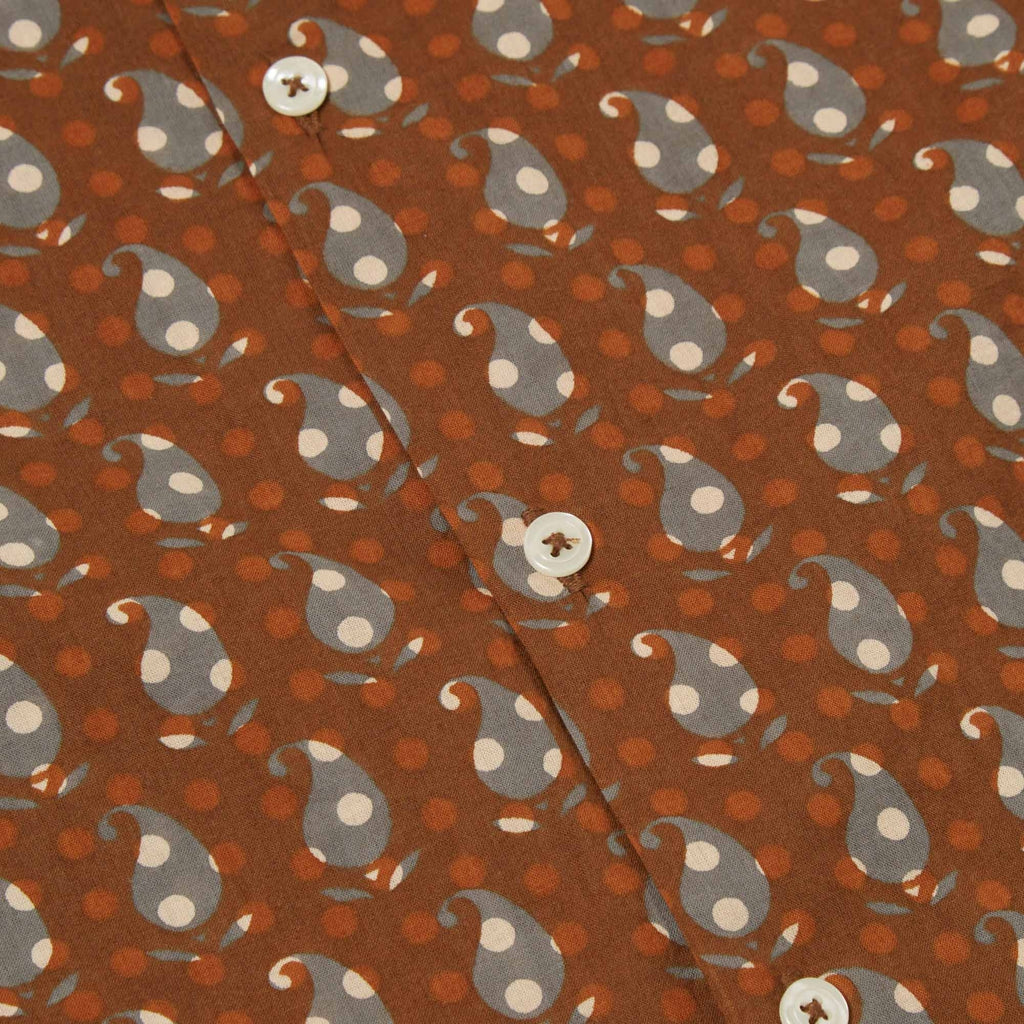 Universal Works Road Shirt Paisley Block Print - Brown
