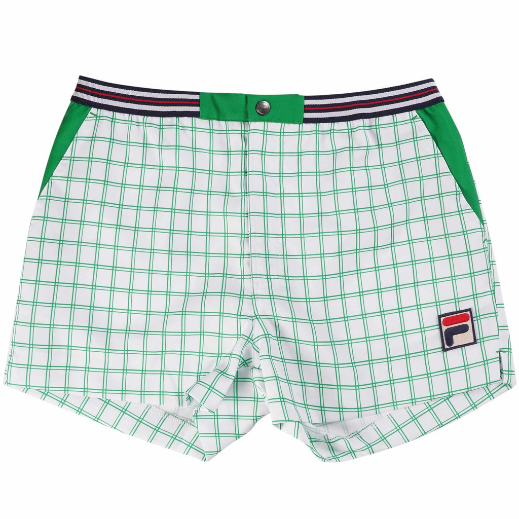 Fila Vintage Brookes Check Shorts - White and Green