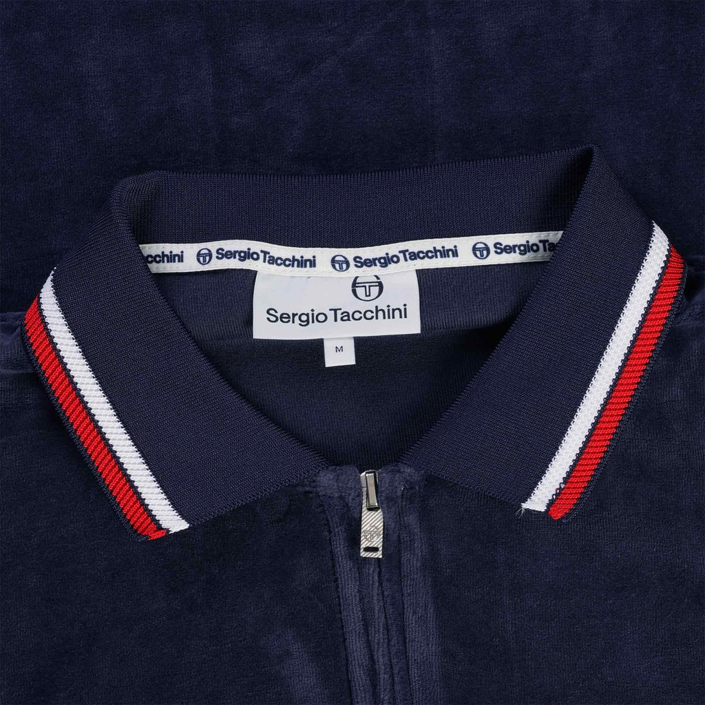 Sergio Tacchini Primo Velour Polo Shirt - Maritime Blue