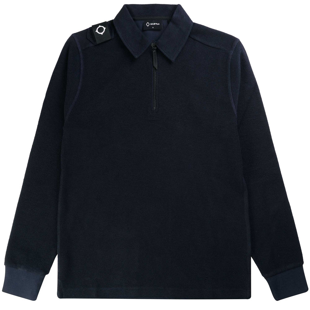 Ma Strum Rev Loopback Long Sleeve Polo Shirt - Ink Navy