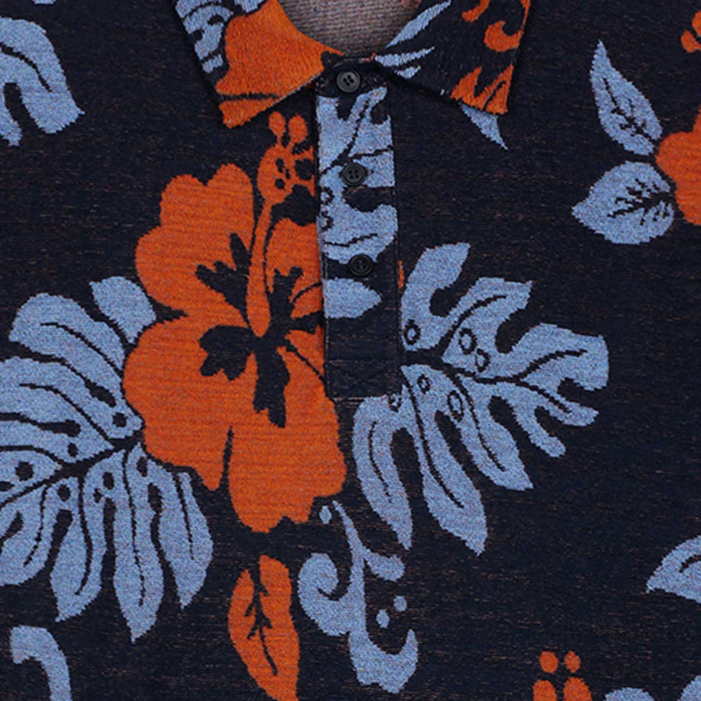 Maison Kitsune Jacquard Oversized Polo Shirt - Deep Navy