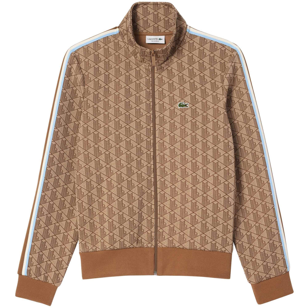 Lacoste Paris Jacquard Monogram Zipped Sweatshirt - Beige