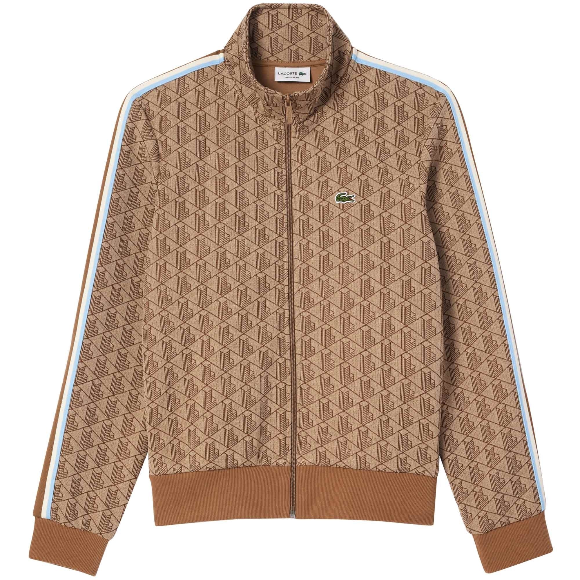 Lacoste Paris Jacquard Monogram Zipped Sweatshirt - Beige
