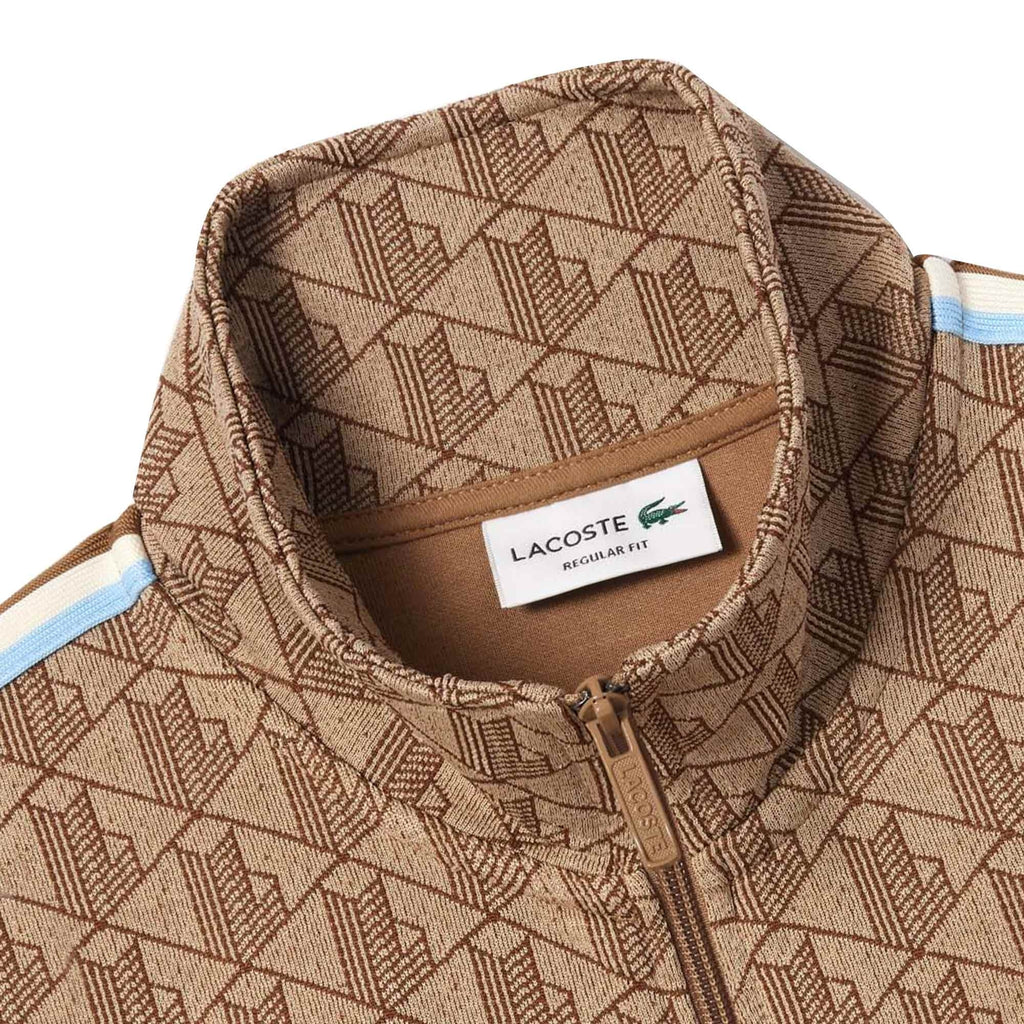 Lacoste Paris Jacquard Monogram Zipped Sweatshirt - Beige