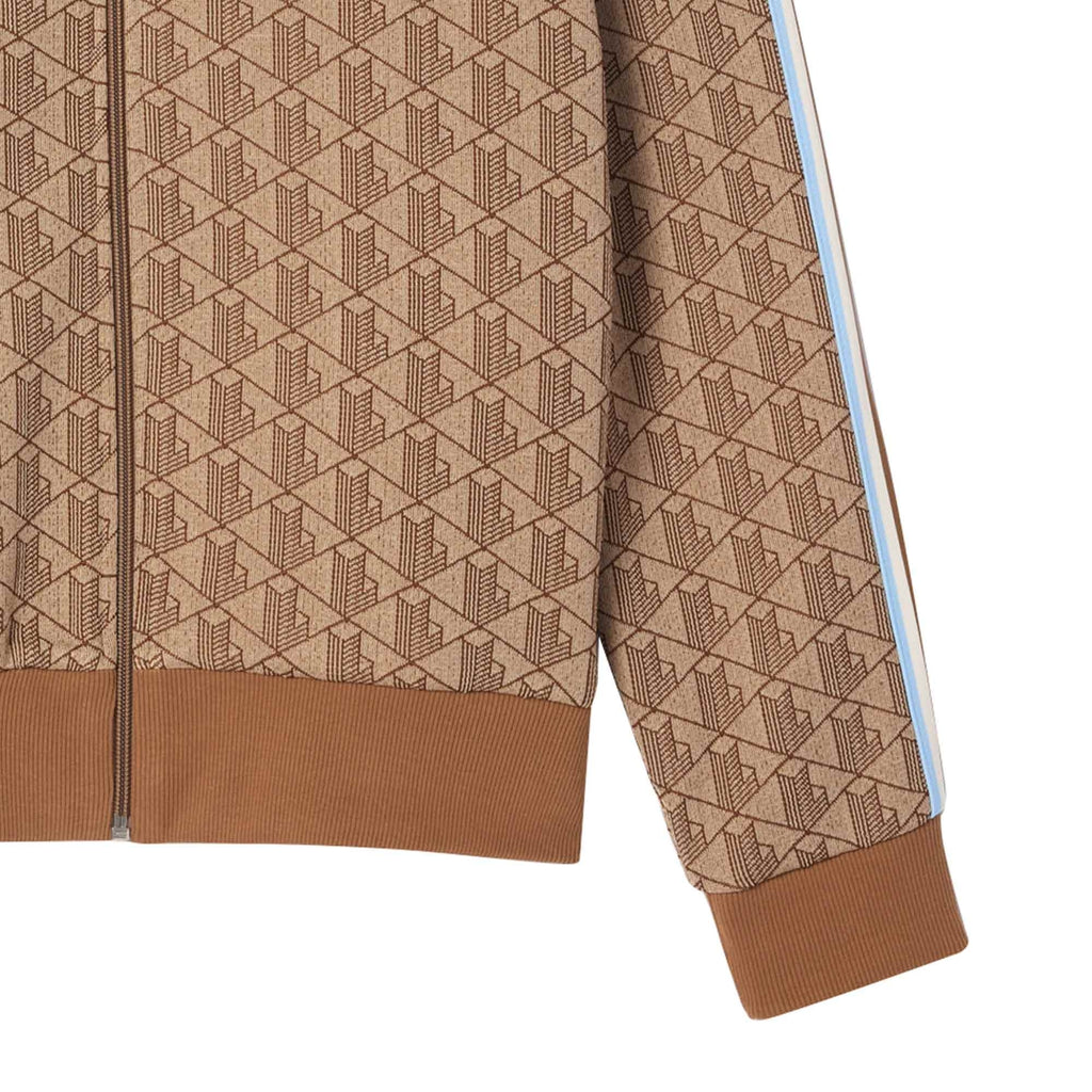 Lacoste Paris Jacquard Monogram Zipped Sweatshirt - Beige
