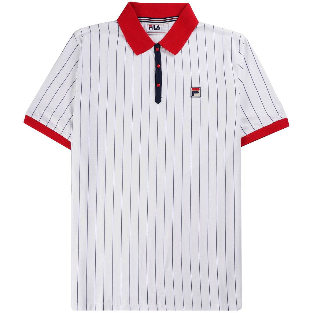 Fila Vintage BB1 Classic Vintage Striped Polo Shirt - White