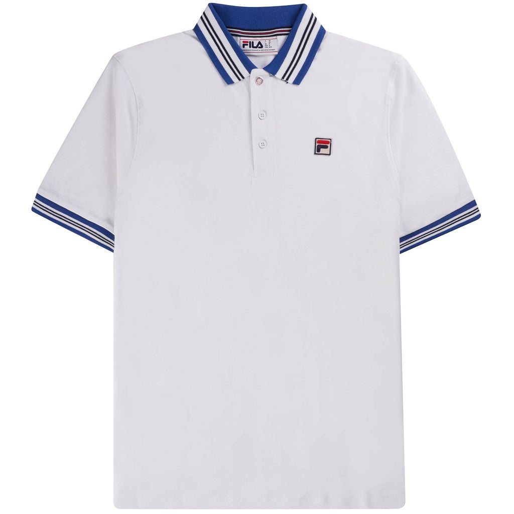 Fila Vintage Faraz Tipped Rib Polo Shirt - White and Surf