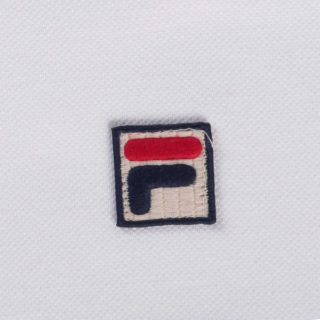 Fila Vintage Faraz Tipped Rib Polo Shirt - White and Surf