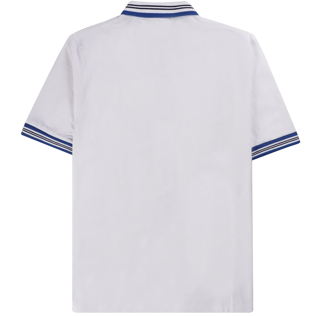 Fila Vintage Faraz Tipped Rib Polo Shirt - White and Surf