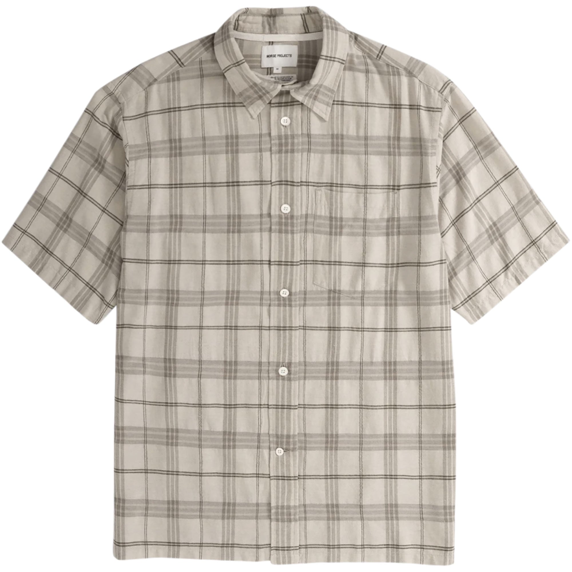 Norse Projects Ivan Relaxed Textured Check Short Sleeve Shirt - Oatmeal