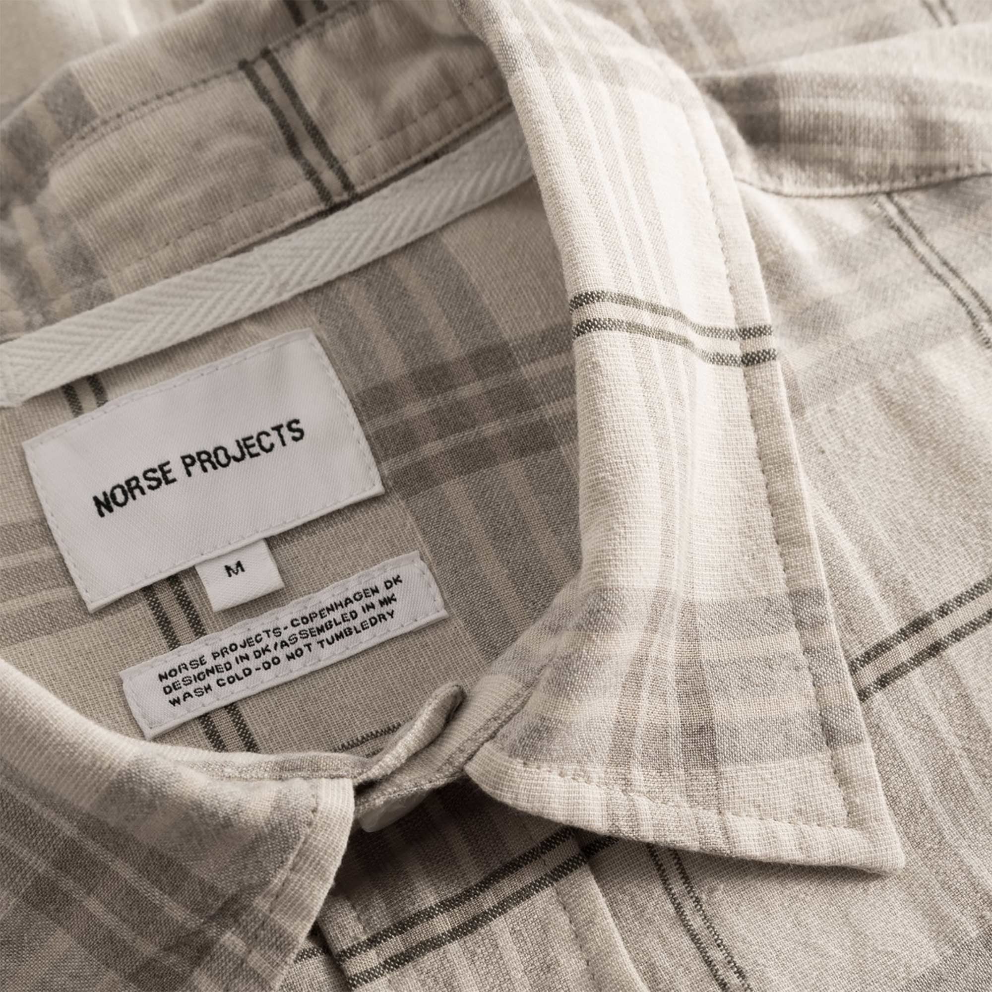 Norse Projects Ivan Relaxed Textured Check Short Sleeve Shirt - Oatmeal