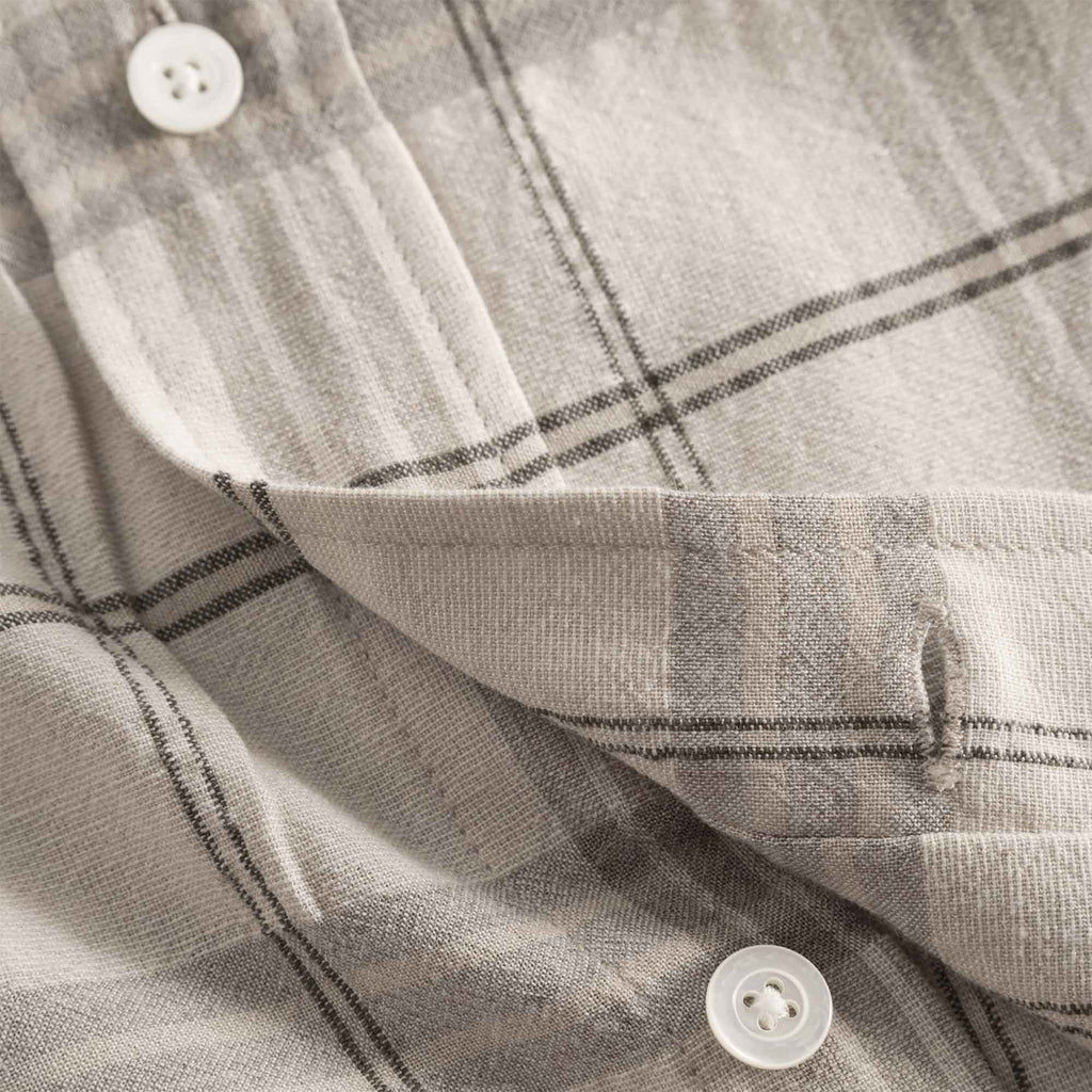 Norse Projects Ivan Relaxed Textured Check Short Sleeve Shirt - Oatmeal