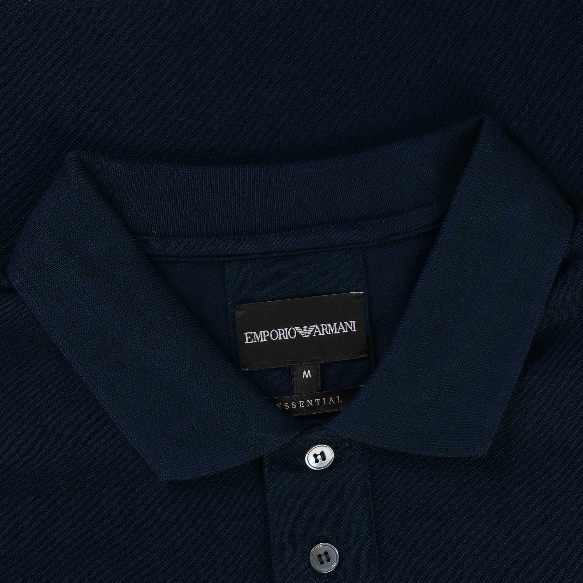 Emporio Armani Mercerised Piqu Polo Shirt - Blu Navy