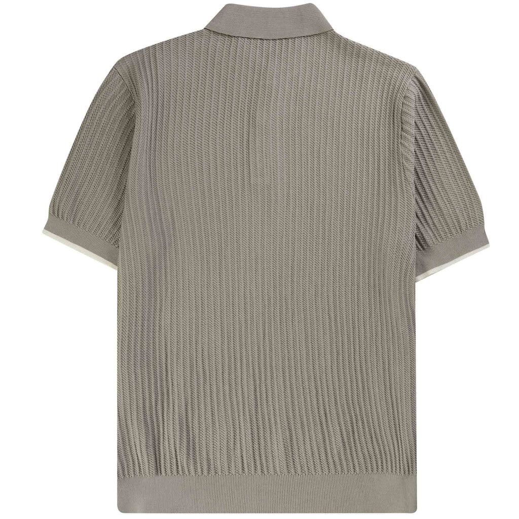 Emporio Armani Knitted Polo Shirt - Vertical Grey