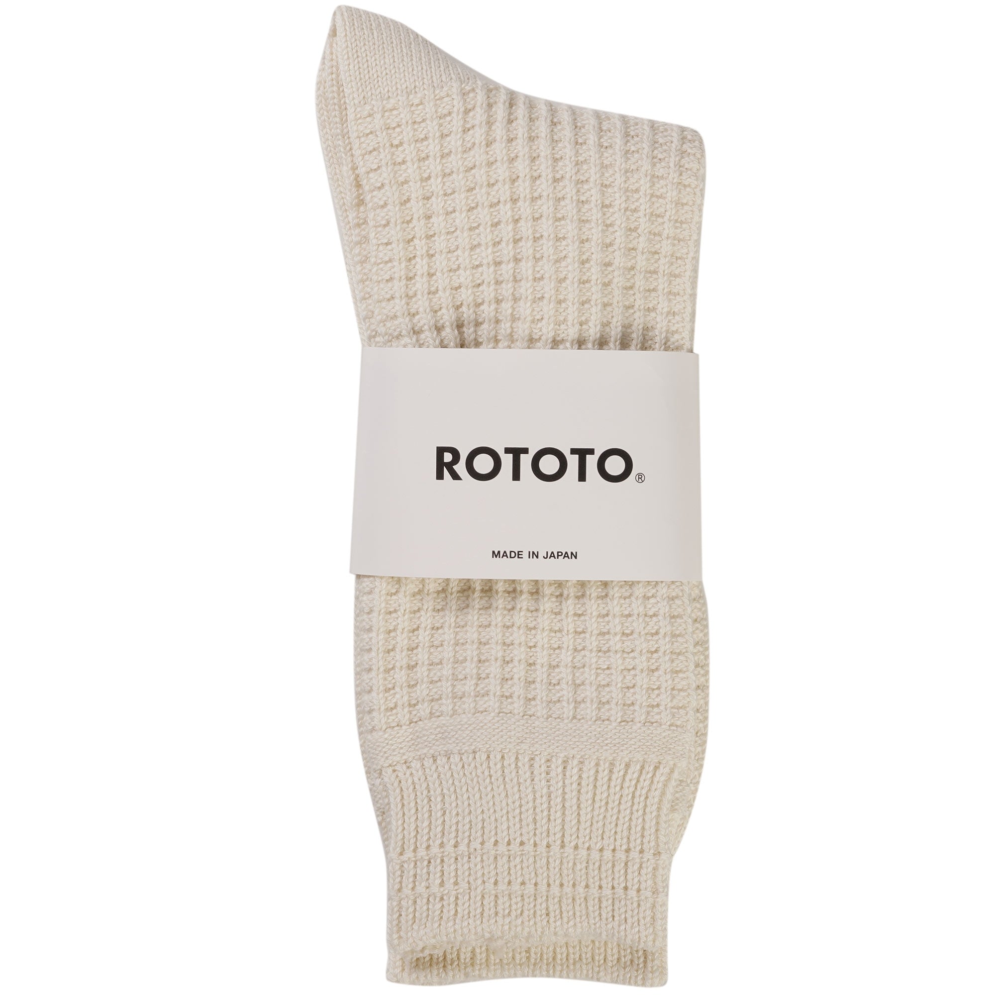 RoToTo Socks Cotton Waffle Crew Socks - White