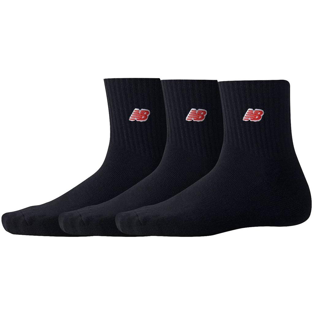 New Balance 3 Pack Red Patch Logo Ankle Socks - Black
