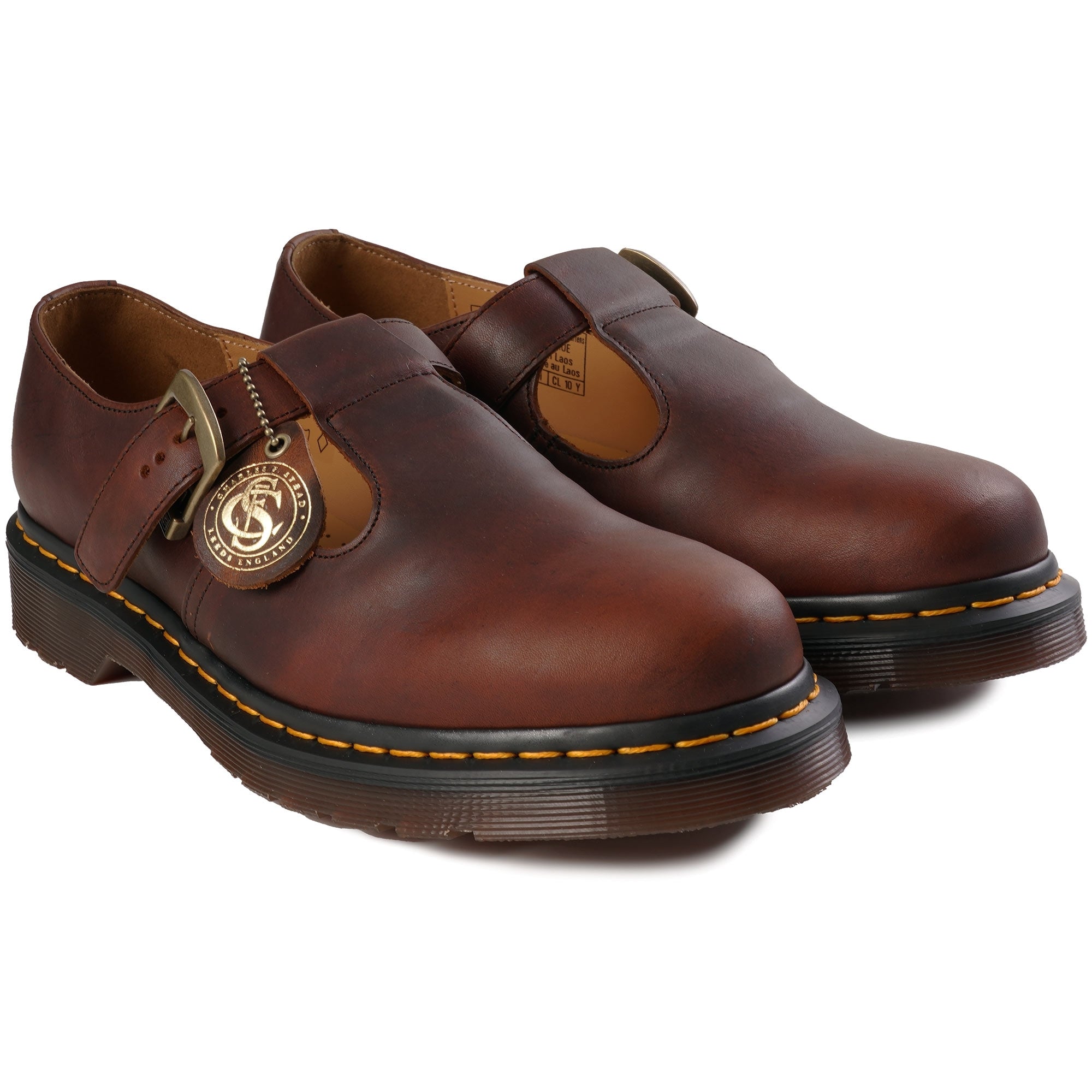 Dr. Martens Womens T-Bar Shoes - Whiskey