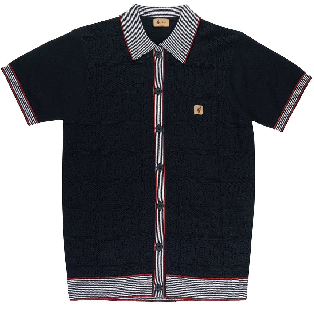 Gabicci Vintage Soul Button Through Polo Shirt - Navy
