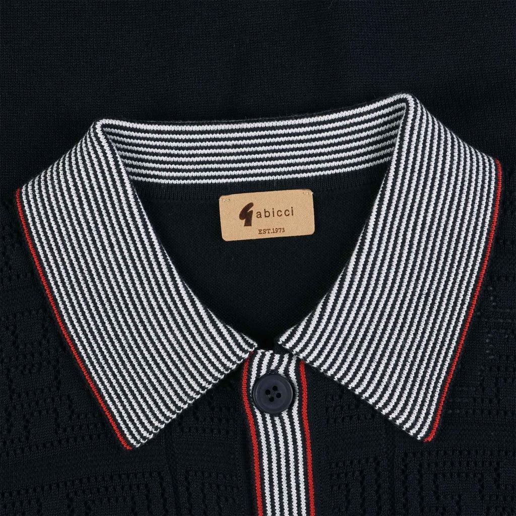 Gabicci Vintage Soul Button Through Polo Shirt - Navy