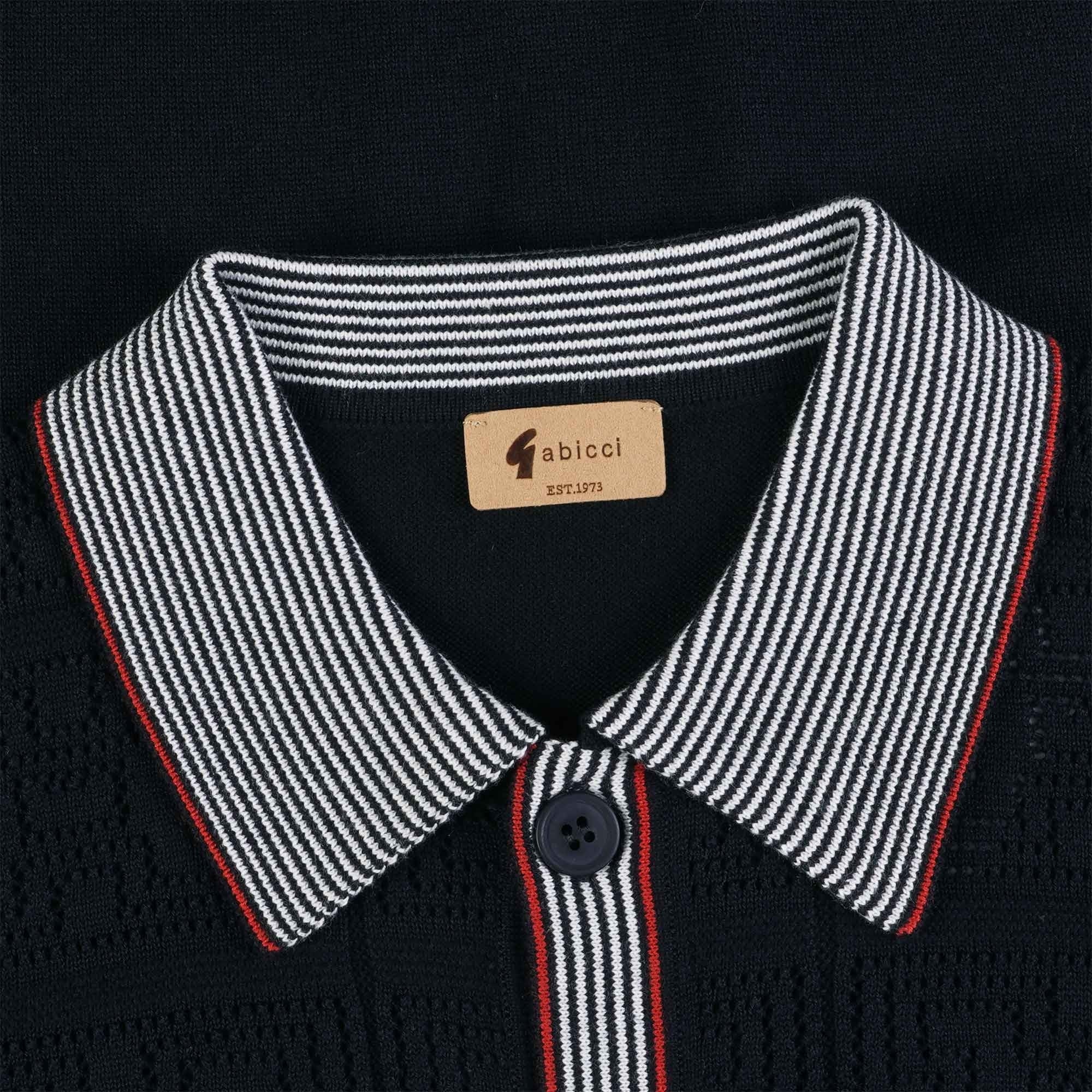 Gabicci Vintage Soul Button Through Polo Shirt - Navy