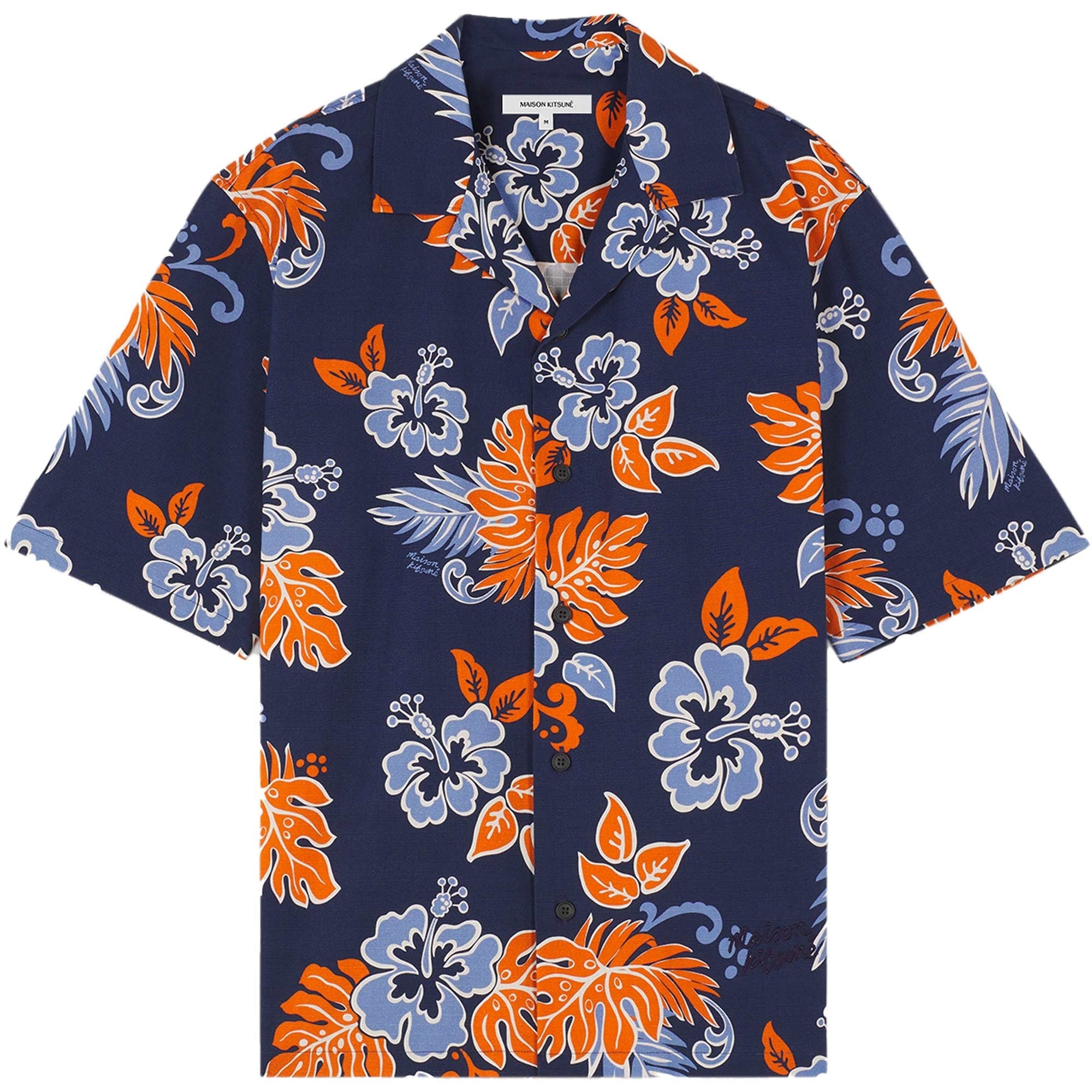 Maison Kitsune Resort Shirt - Navy and Orange
