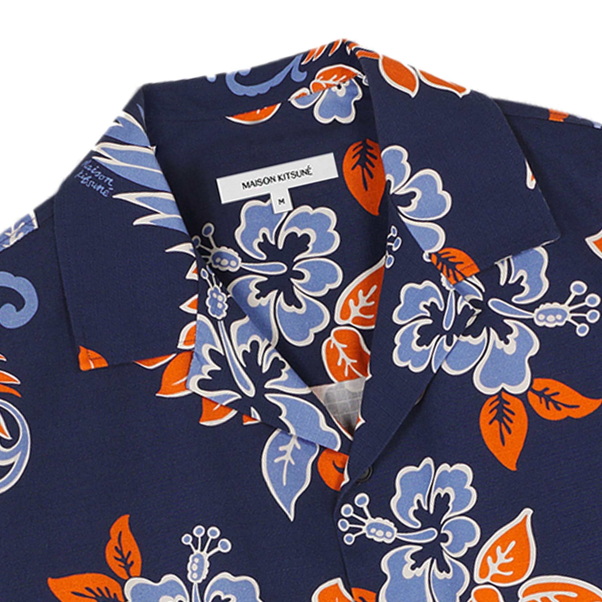 Maison Kitsune Resort Shirt - Navy and Orange