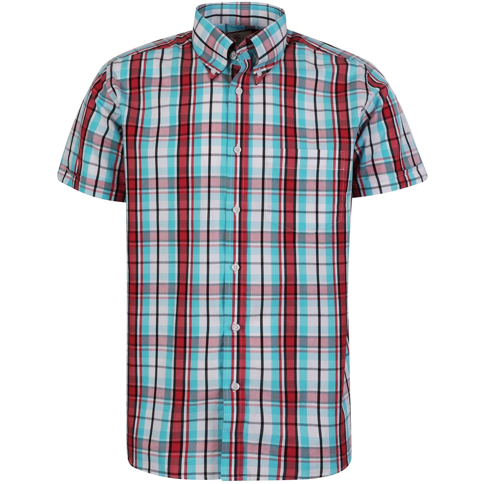 Real Hoxton Checked Short Sleeve Shirt - Sky