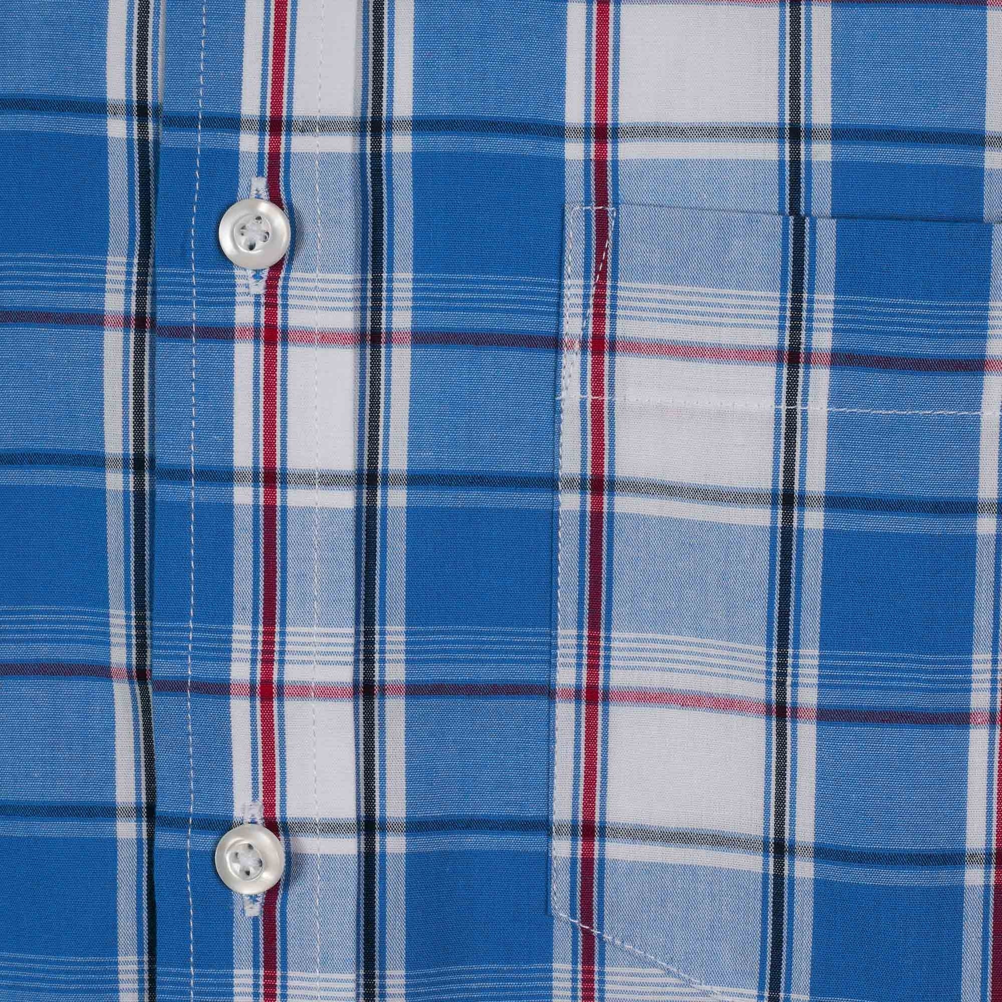 Real Hoxton Checked Short Sleeve Shirt - Royal Blue