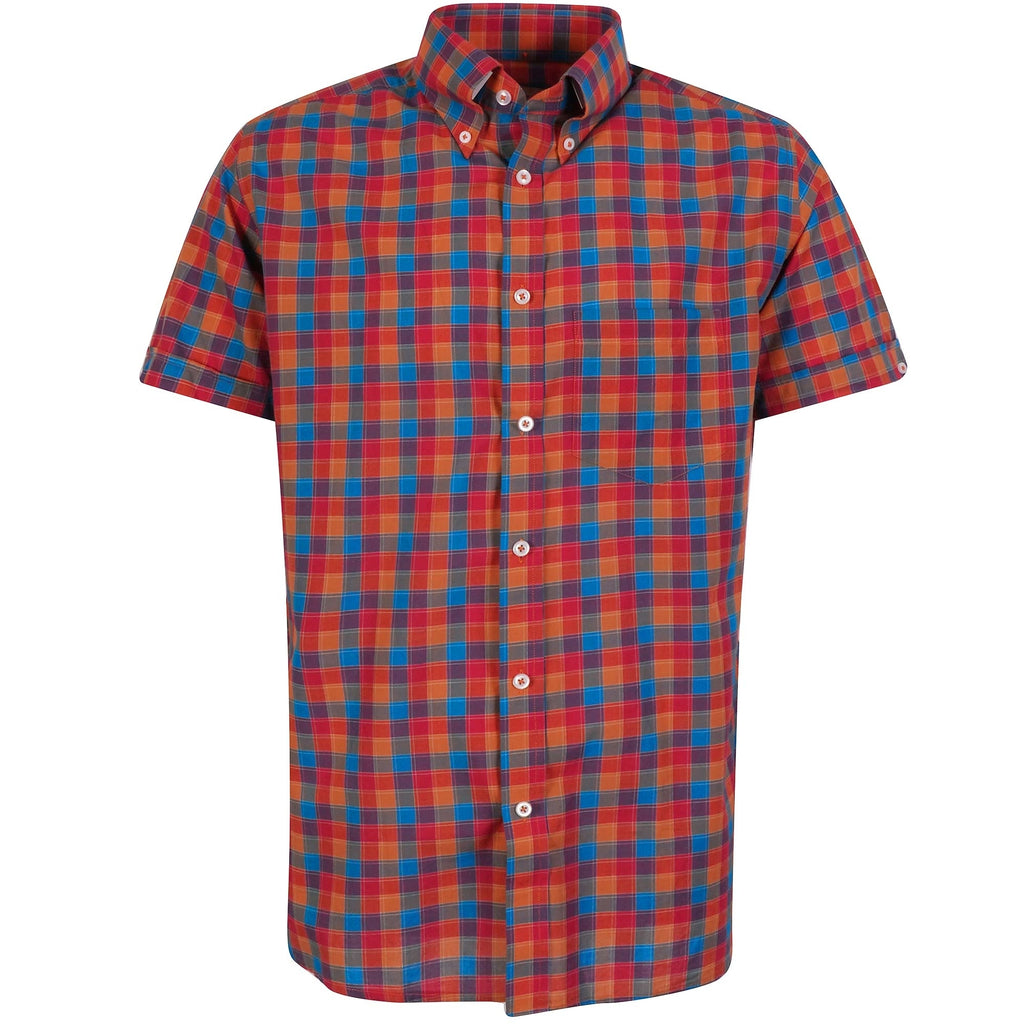 Real Hoxton Checked Short Sleeve Shirt - Shade Orange