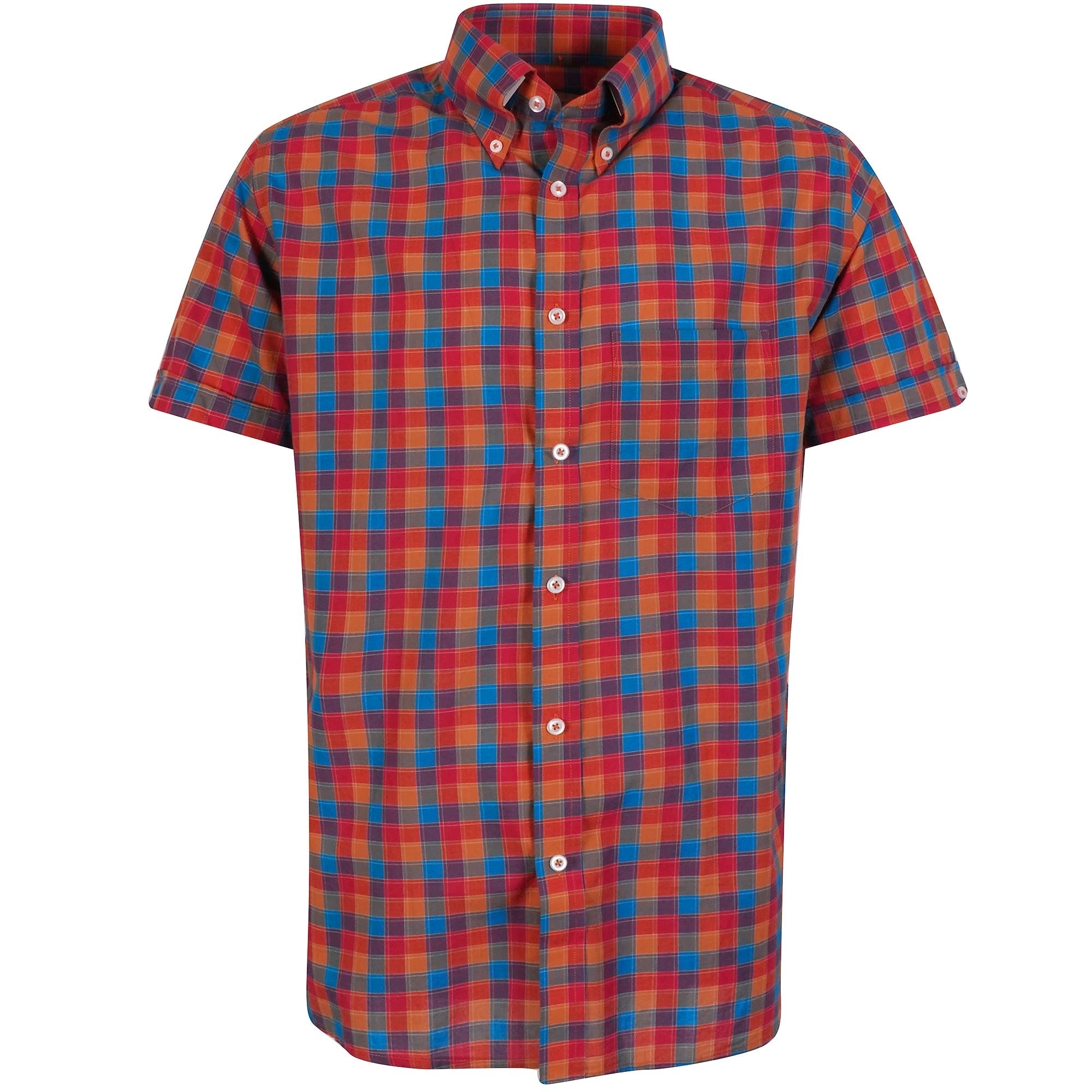 Real Hoxton Checked Short Sleeve Shirt - Shade Orange