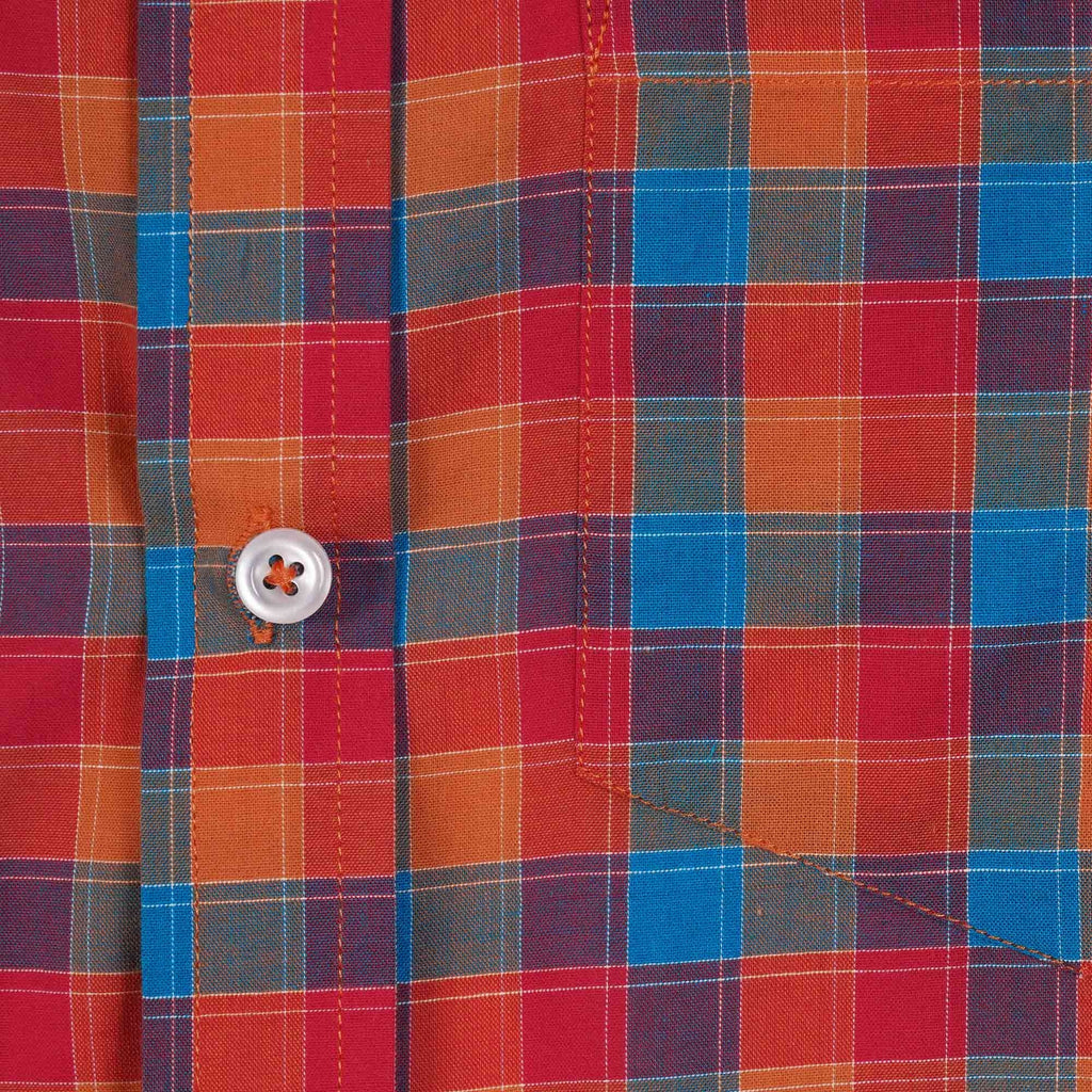 Real Hoxton Checked Short Sleeve Shirt - Shade Orange