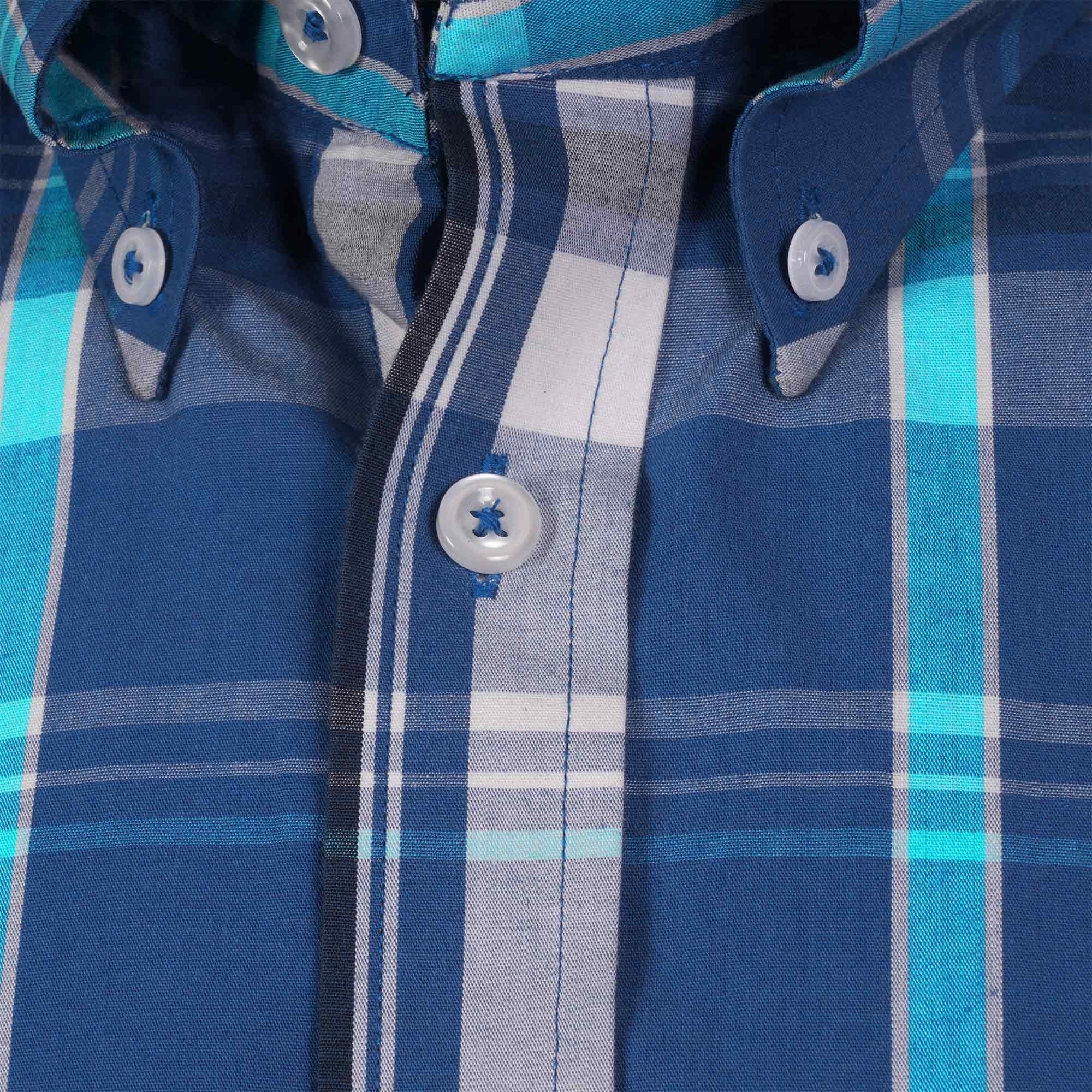 Real Hoxton Checked Short Sleeve Shirt - Cobalt Blue