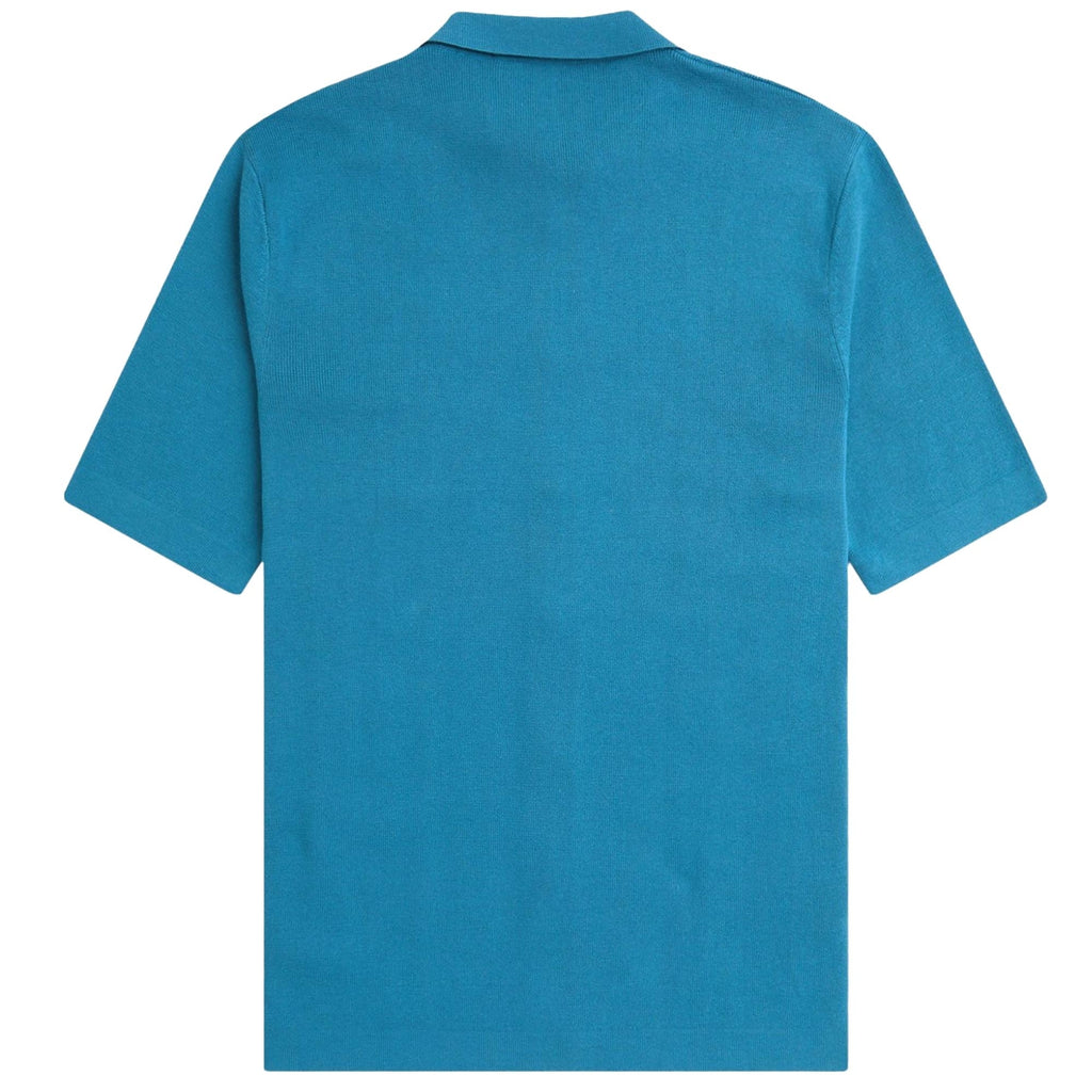 Fred Perry Button Through Knitted Shirt - Ocean