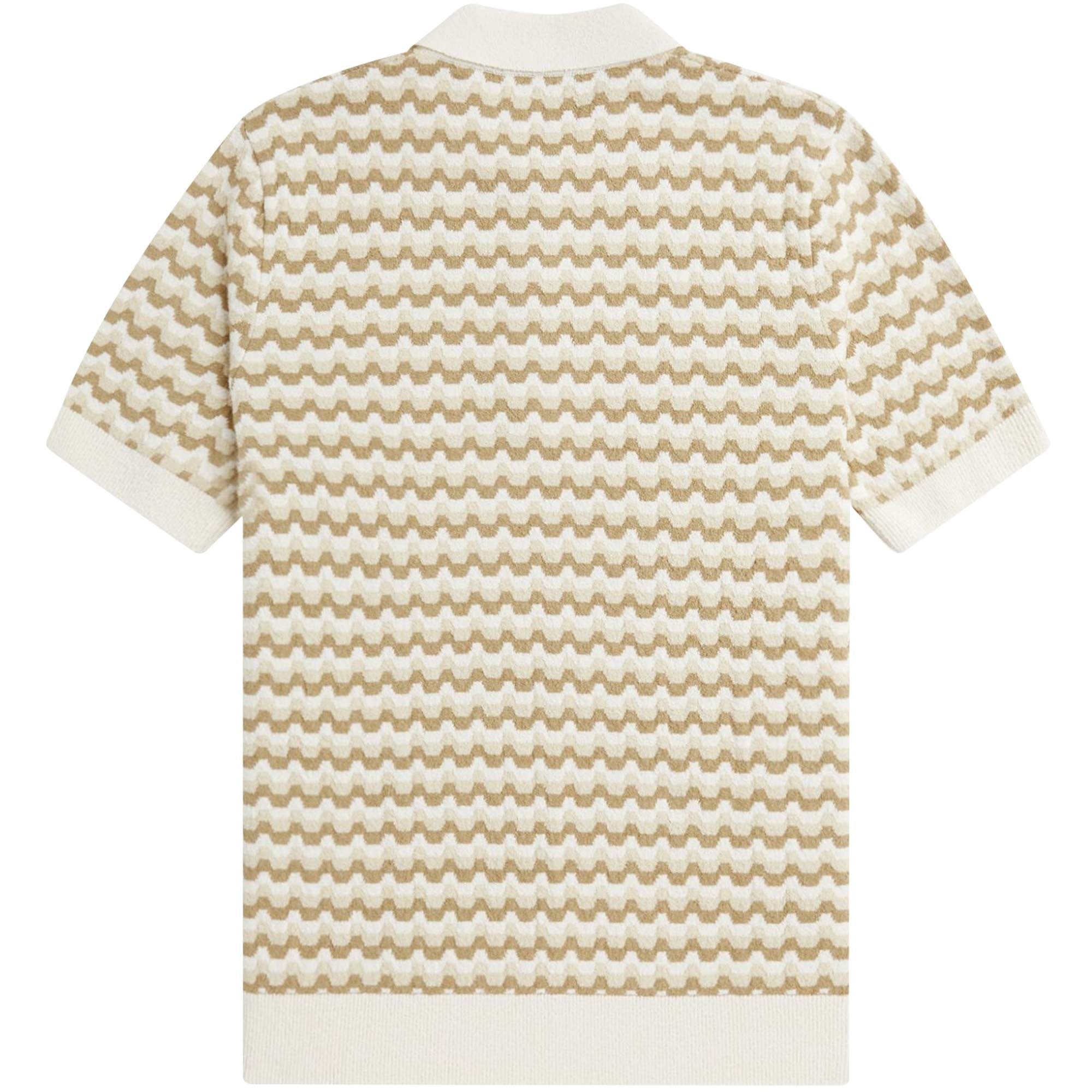 Boucle Jacquard Knitted Polo Shirt - Ecru