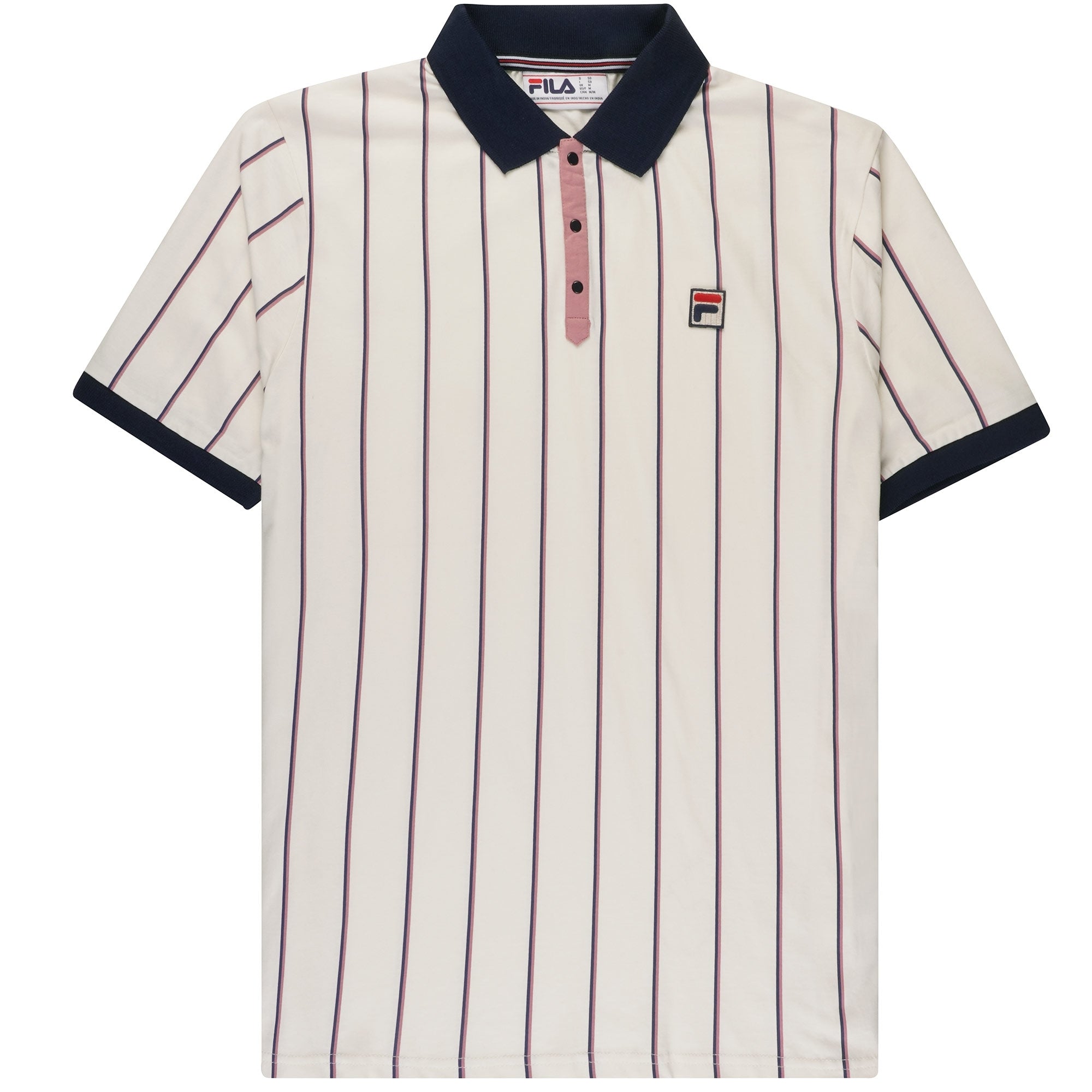 Fila Vintage Brett Double Stripe Polo Shirt - Gardenia