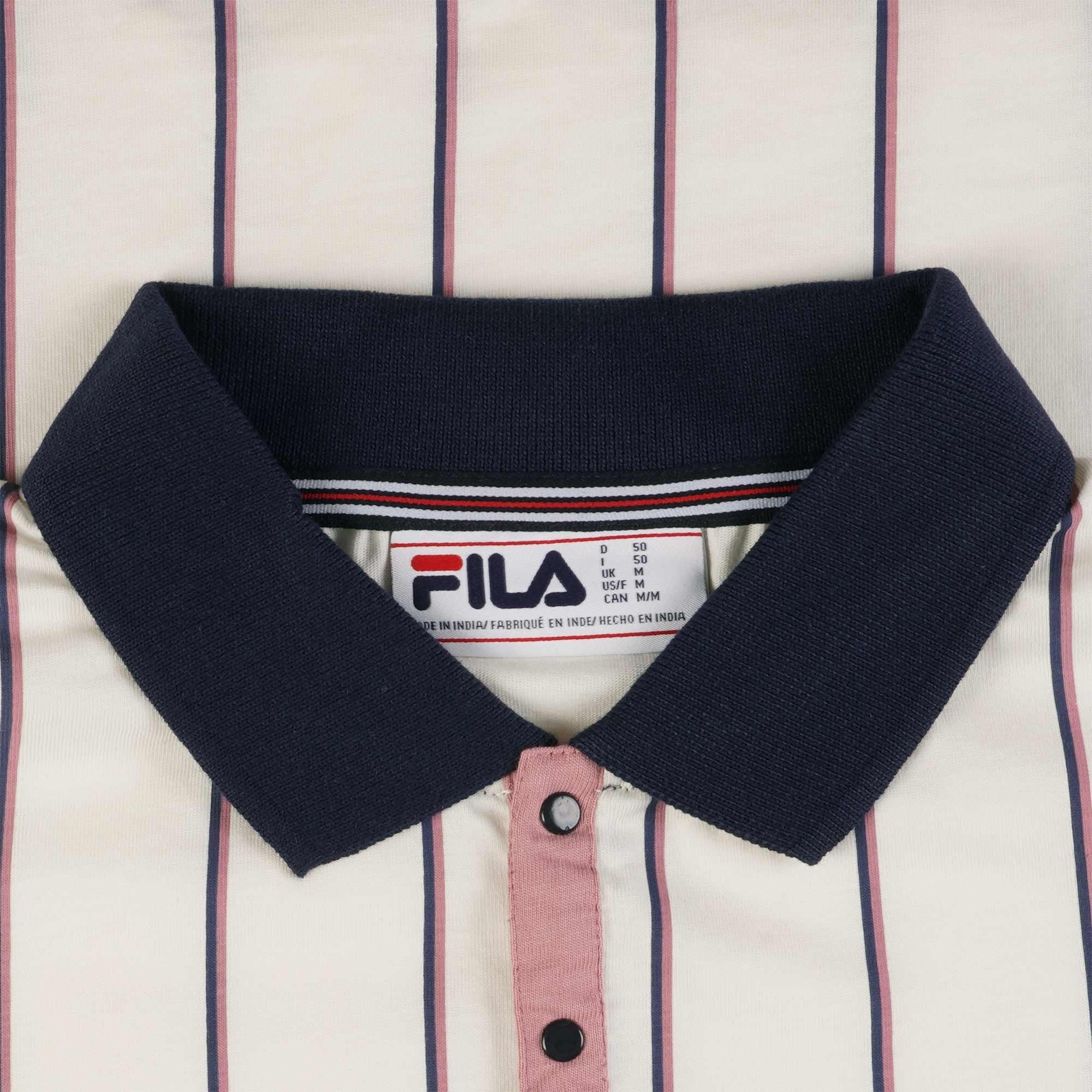 Fila Vintage Brett Double Stripe Polo Shirt - Gardenia