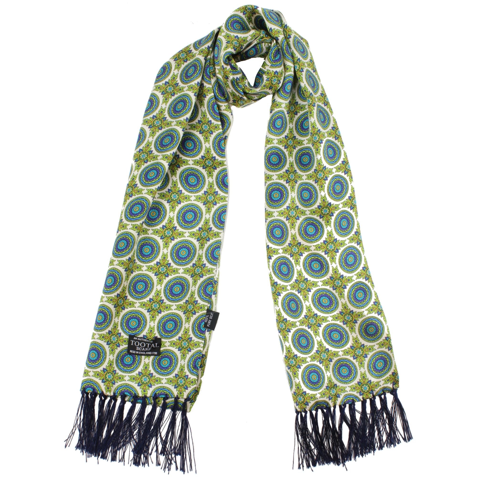 Tootal Scarves Wheel Design Silk Scarf - Lime Green