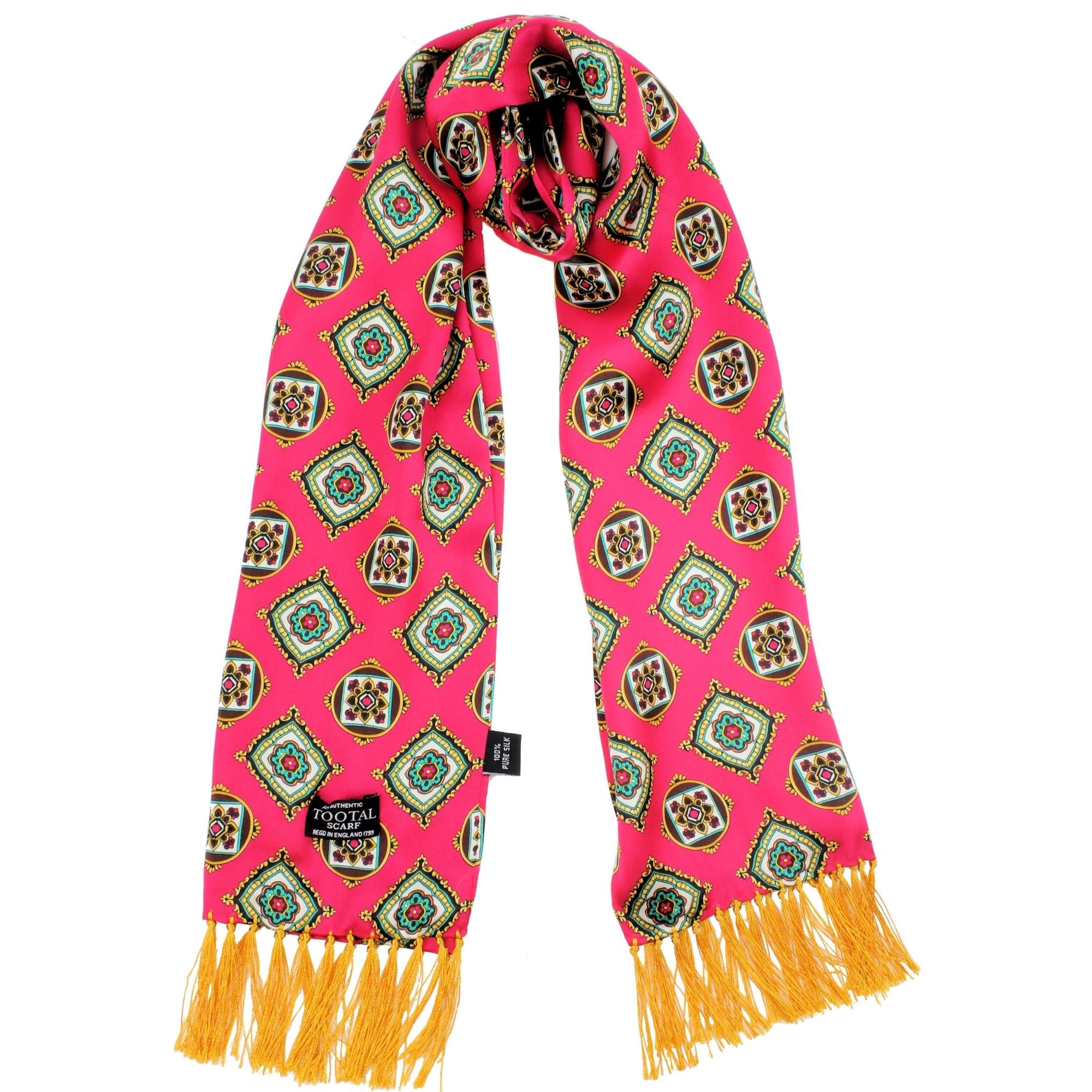 Tootal Scarves Medallion Silk Scarf - Pomegranate
