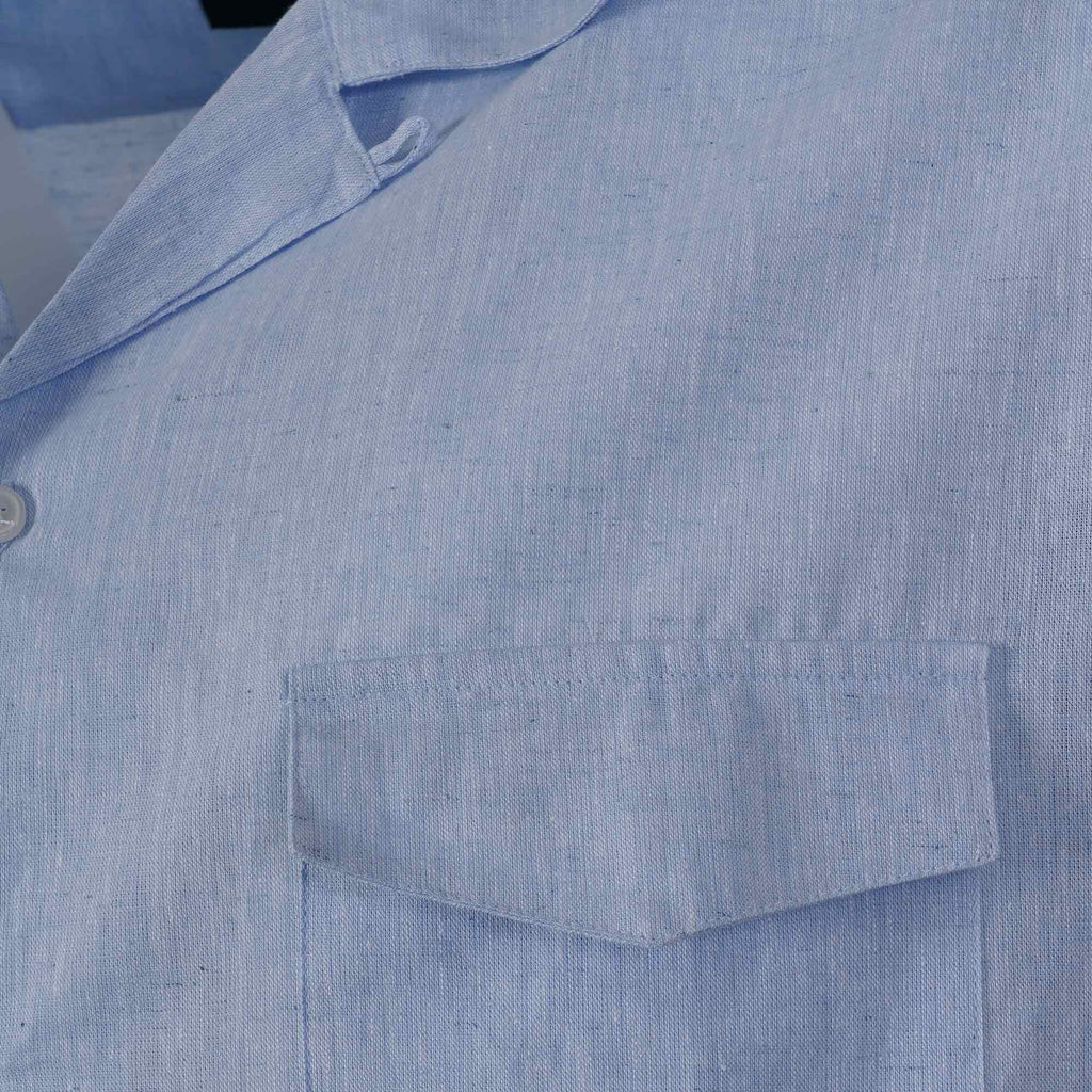 Viyella Short Sleeve Linen Shirt - Blue