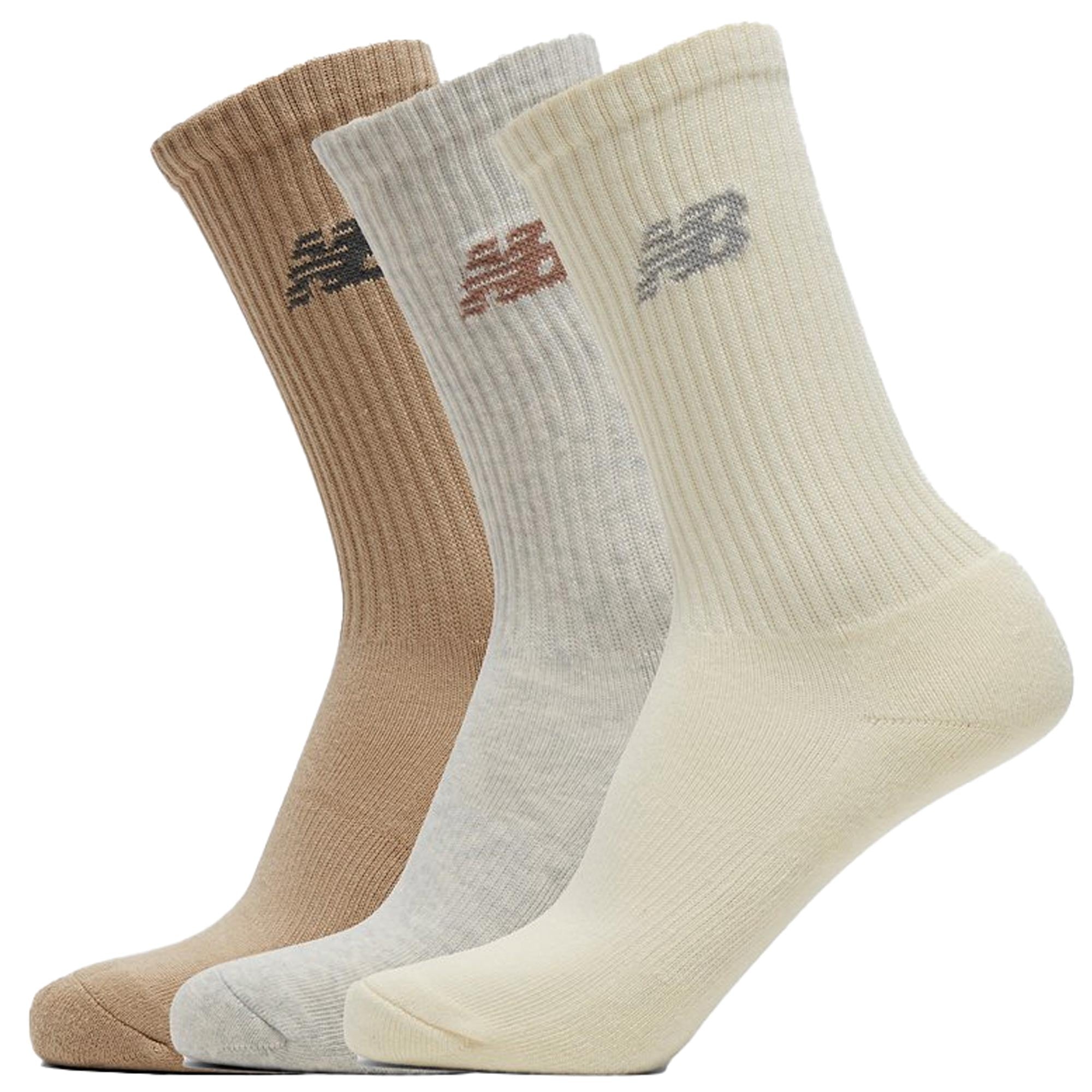 New Balance 3 Pack Everyday Crew Socks - Cream, Beige and Grey