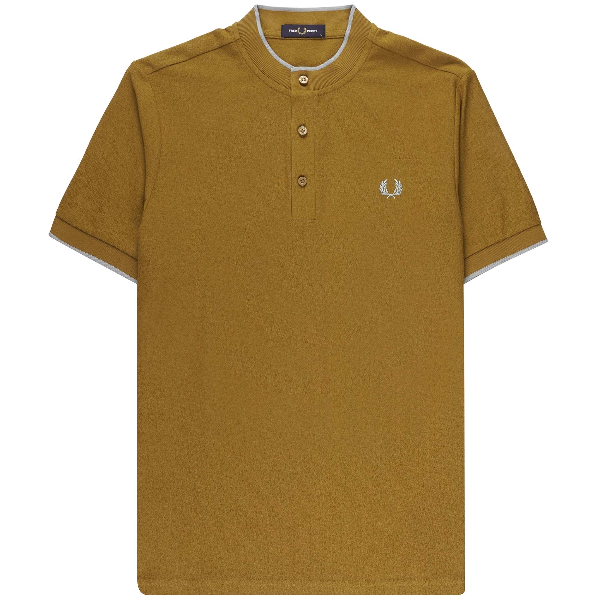 Fred Perry Crepe Pique Henley Polo Shirt - Dark Caramel