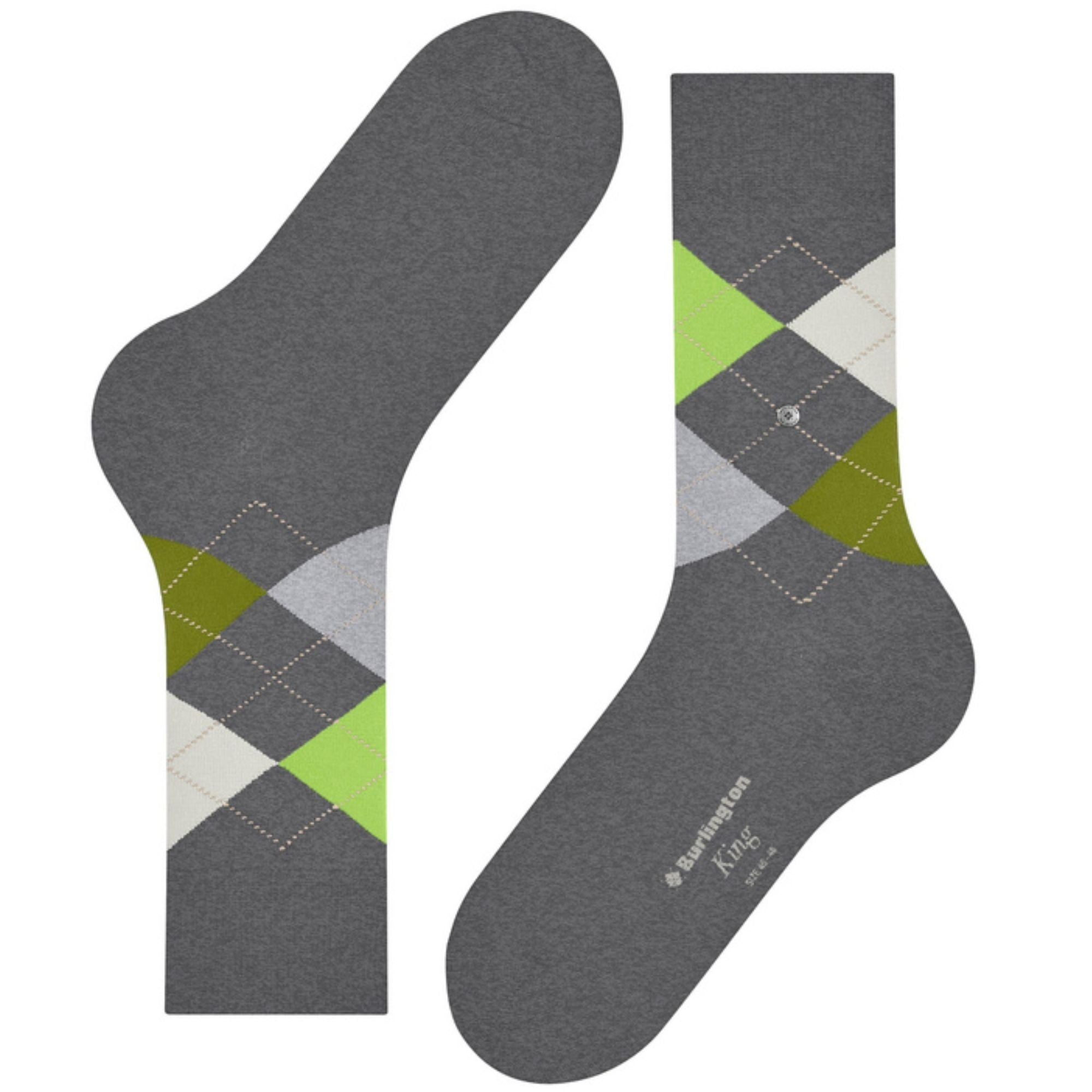 Burlington Socks King Socks - Grey and Green