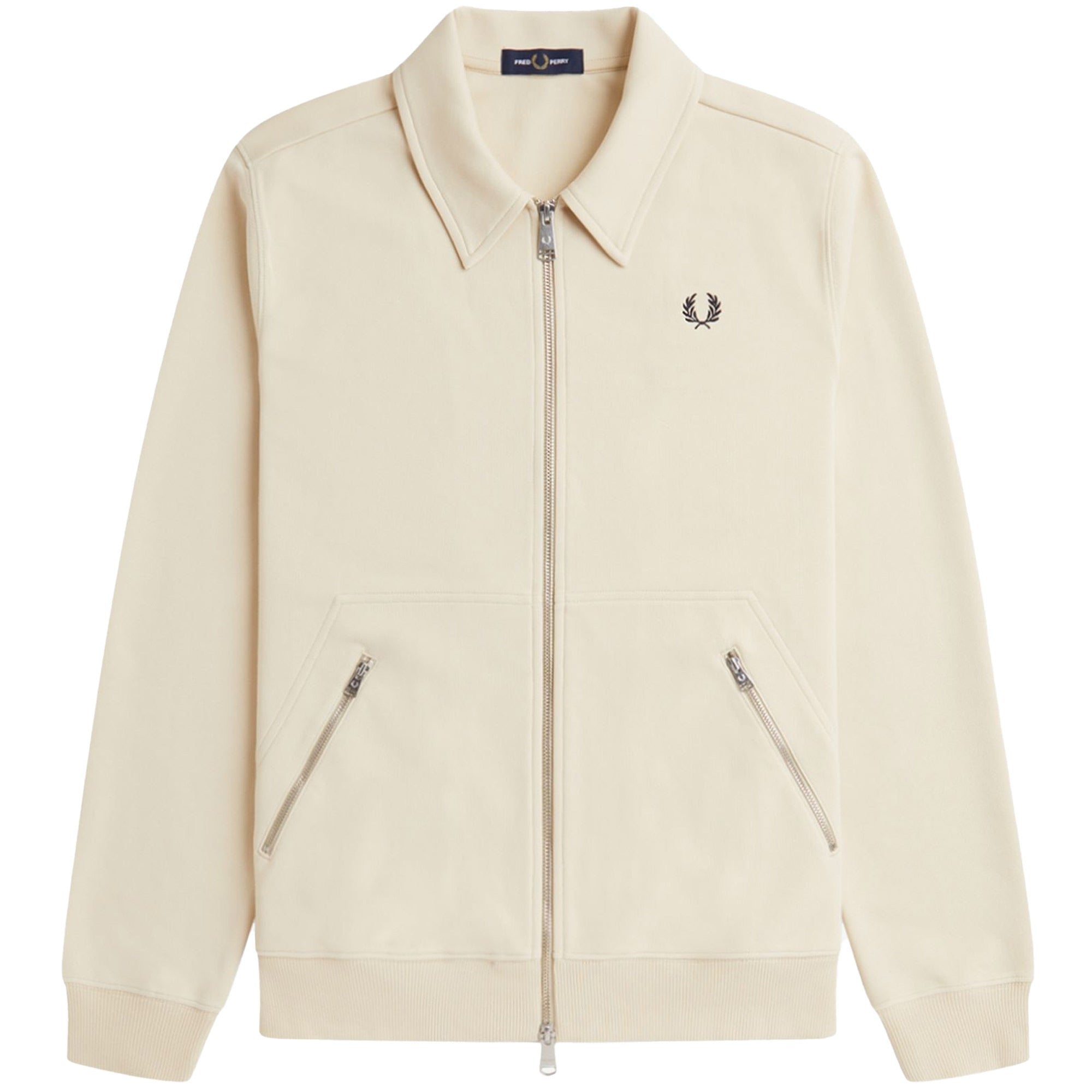 Fred Perry Jersey Zip-Through Sweatshirt - Oatmeal