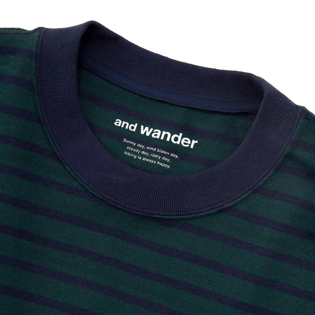 And Wander Striped Short Sleeve Pocket T-Shirt - Green