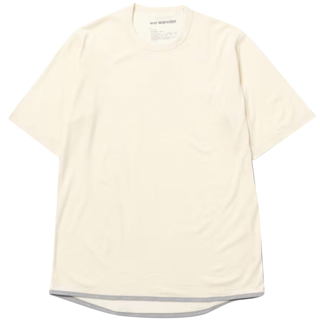 And Wander Merino Base Short Sleeve T-Shirt - Off White