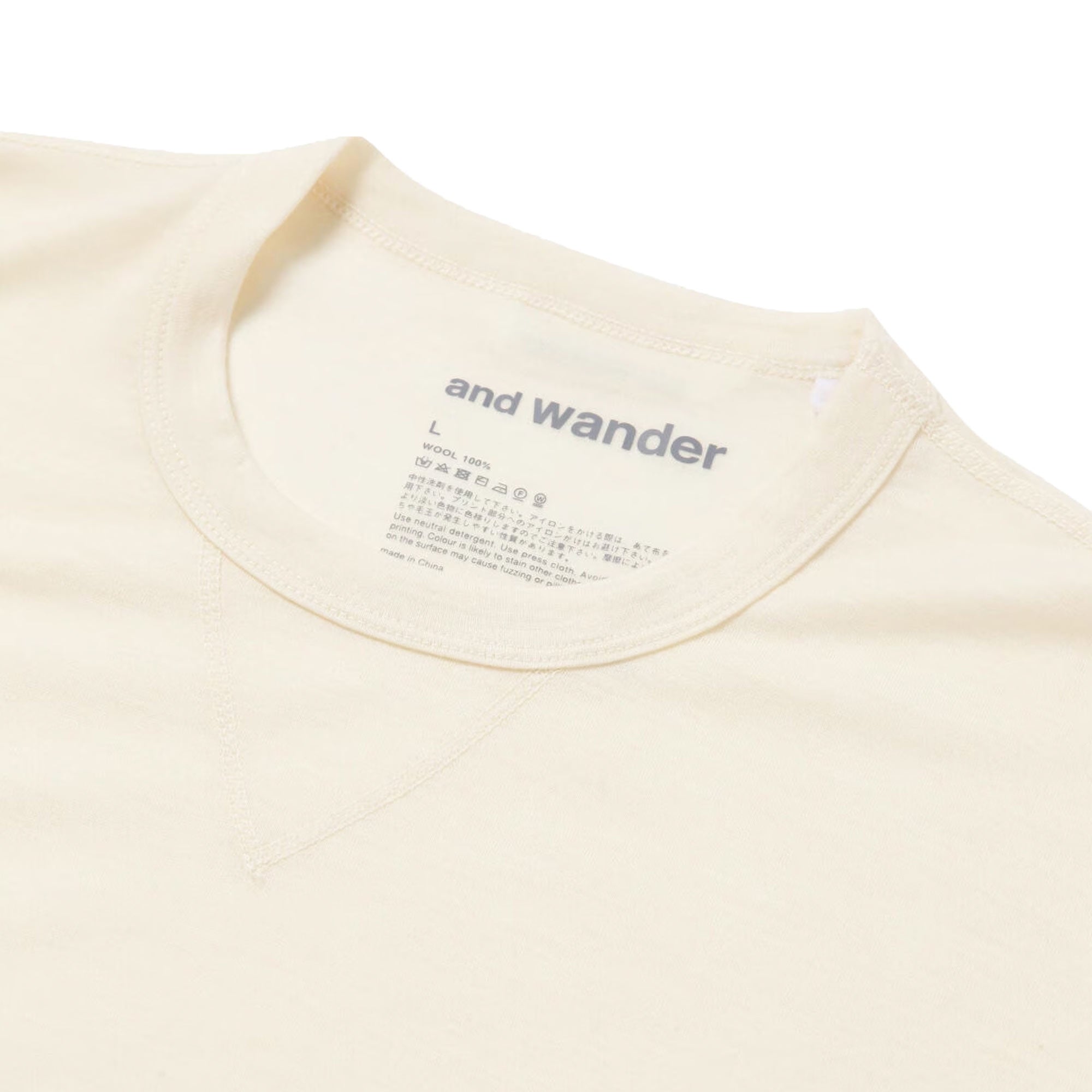 And Wander Merino Base Short Sleeve T-Shirt - Off White