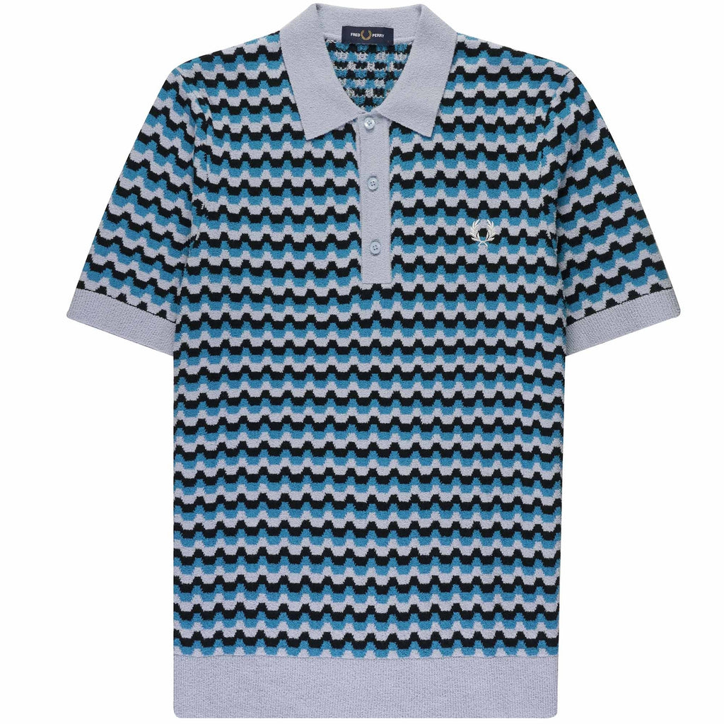 Fred Perry Boucle Jacquard Knitted Shirt - Light Smoke