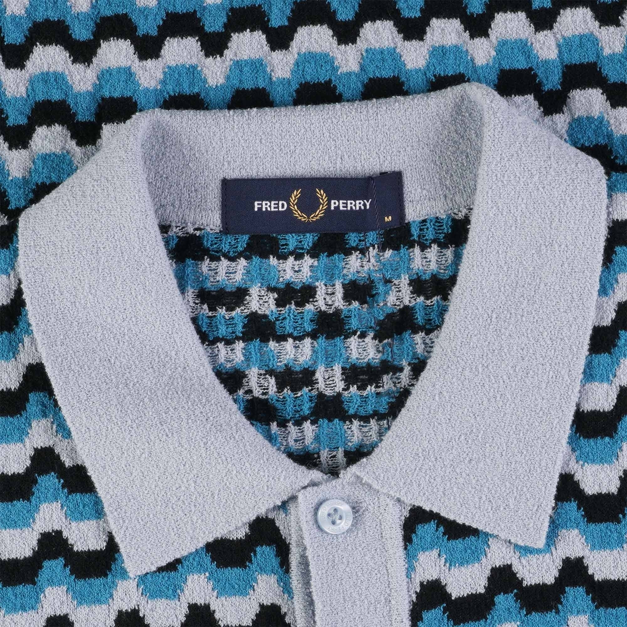 Fred Perry Boucle Jacquard Knitted Shirt - Light Smoke