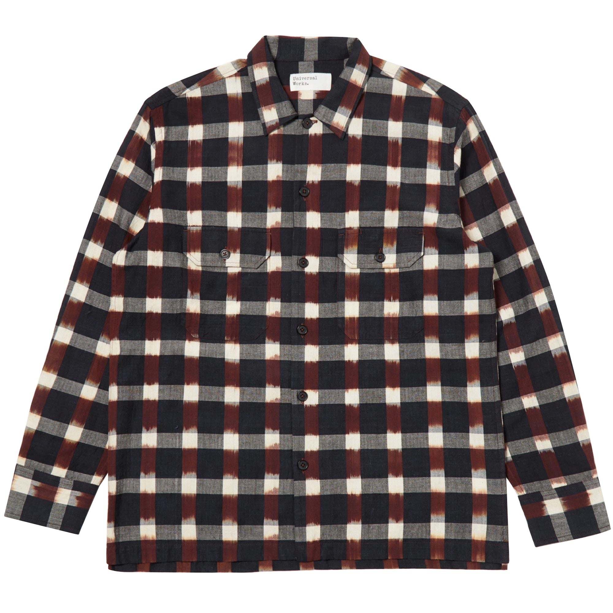 Universal Works Long Sleeve Utility Shirt - Navy Brown