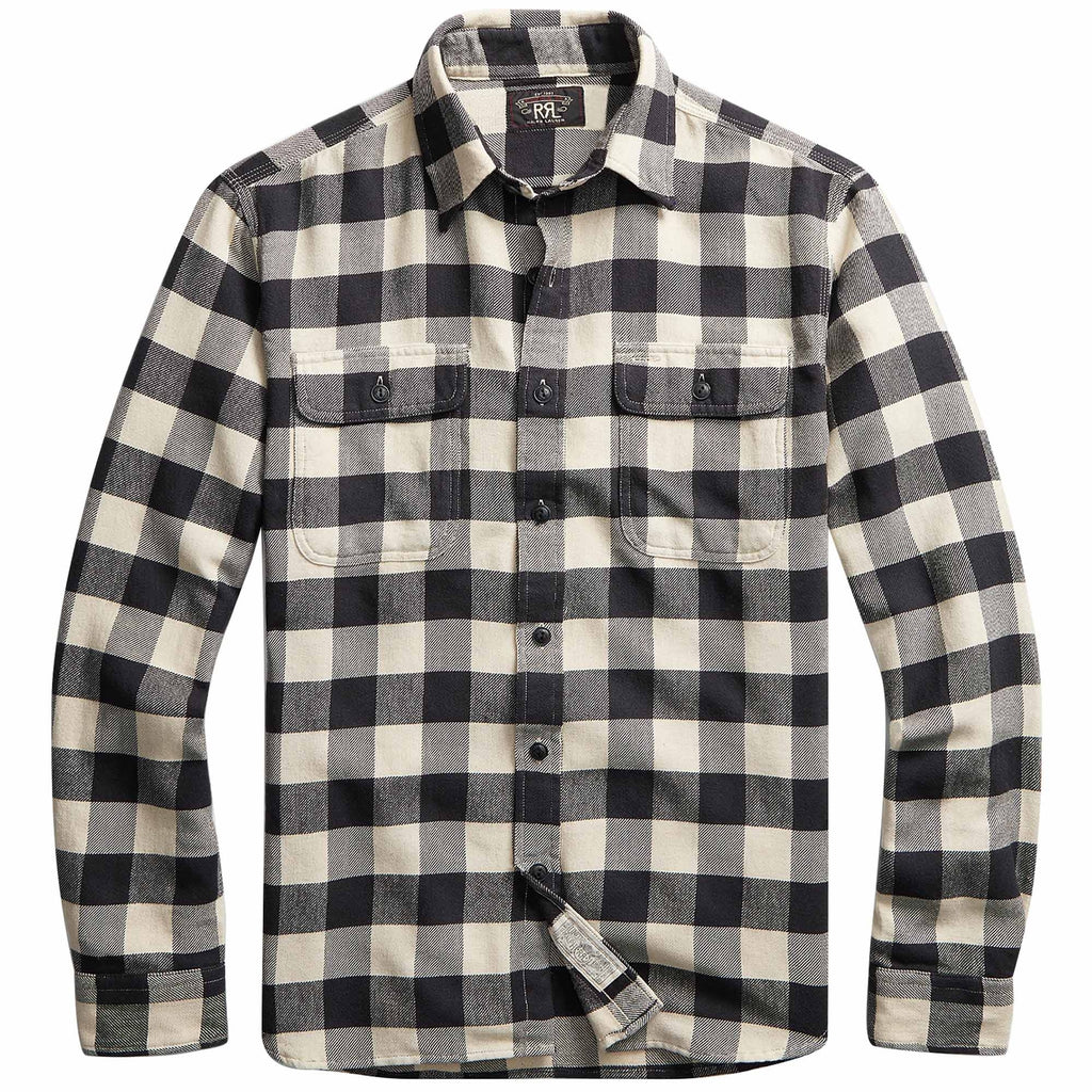 RRL by Ralph Lauren Buffalo Check Twill Workshirt - Black